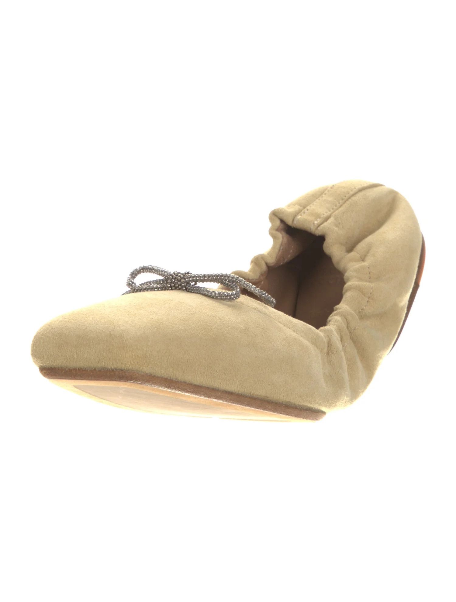 Brunello Cucinelli o1mle0824 Ballet Flats With Bow Detail in Neutrals Size US 6 / IT 36 - 2 Thumbnail