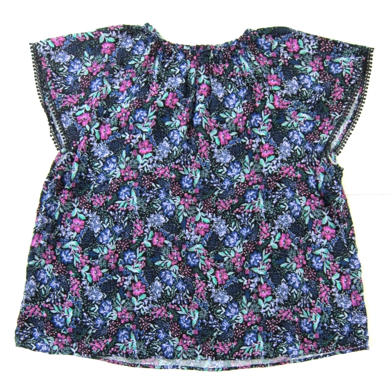 Vintage Angels Forever Young NWT Floral Short Sleeve Blouse 3X Pink Green Rayon V-Neck Blouse Women Tunic Blouse Size XXL / US 16-18 / IT 52-54 - 2 Thumbnail