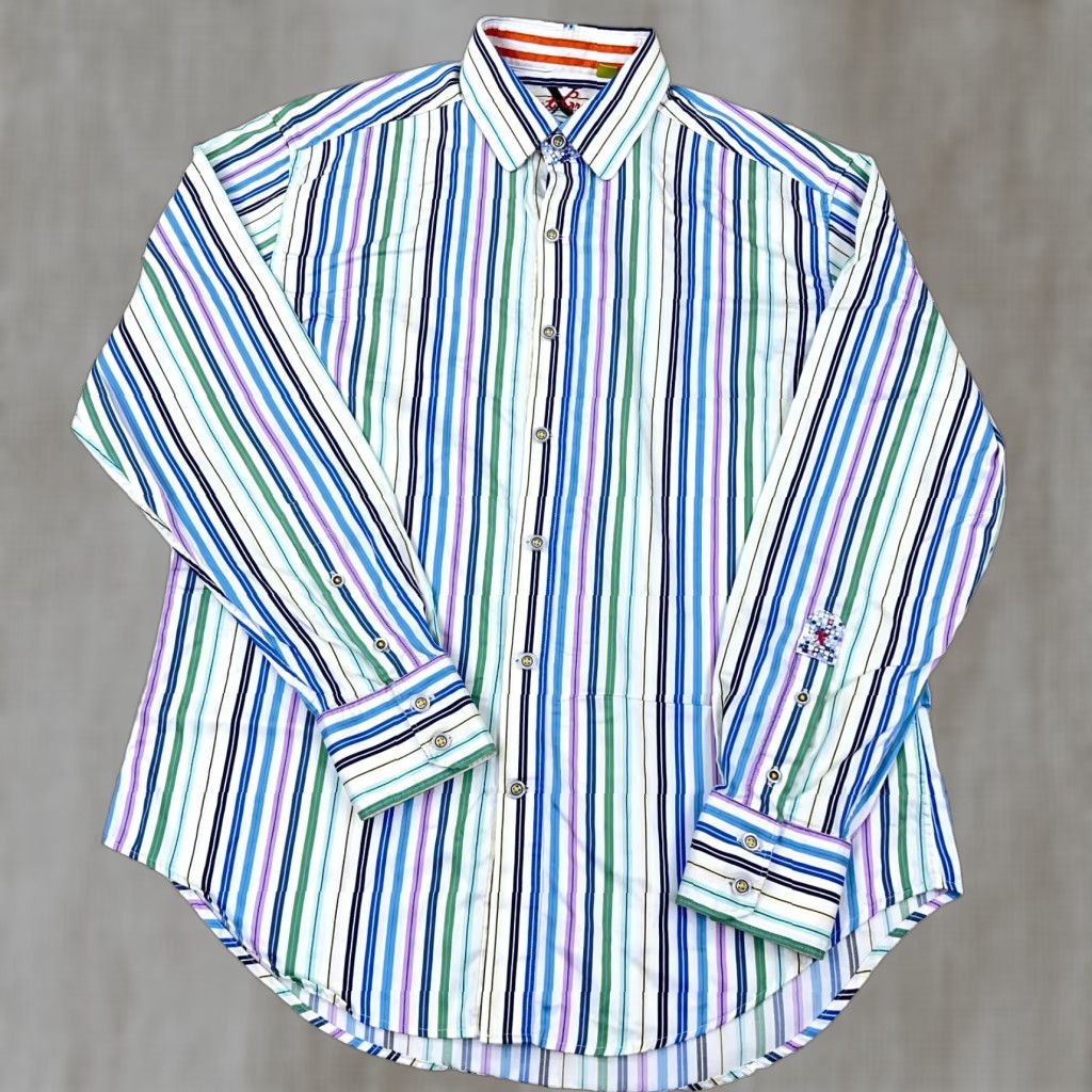 Robert Graham Robert Graham Button-Up Shirt Men Medium Multicolor Striped Casual Regular Fit Size US M / EU 48-50 / 2 - 1 Thumbnail