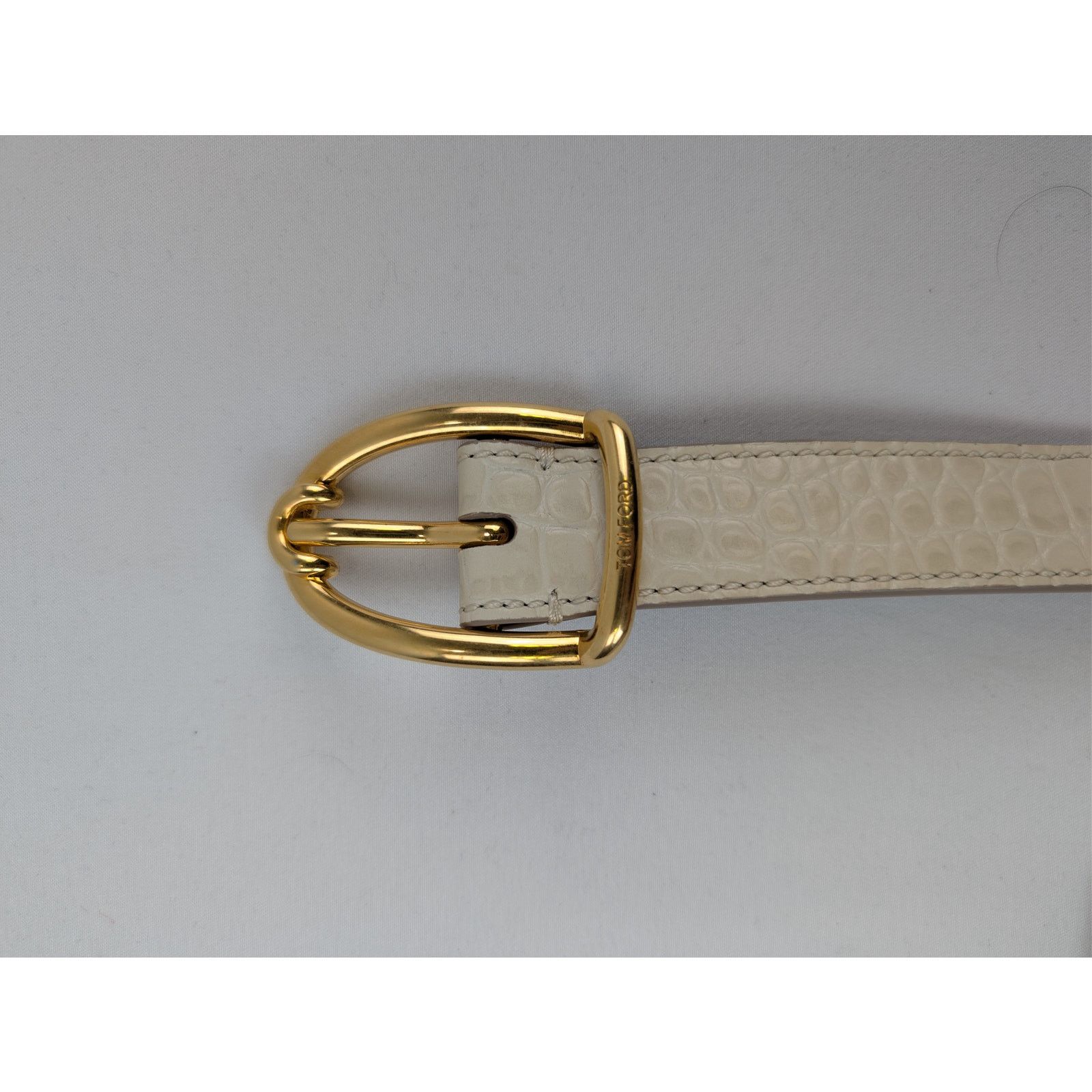 Tom Ford o1rshd1 Size: 105 / Croc Effect Leather Belt in Ivory Size 42 - 6 Thumbnail