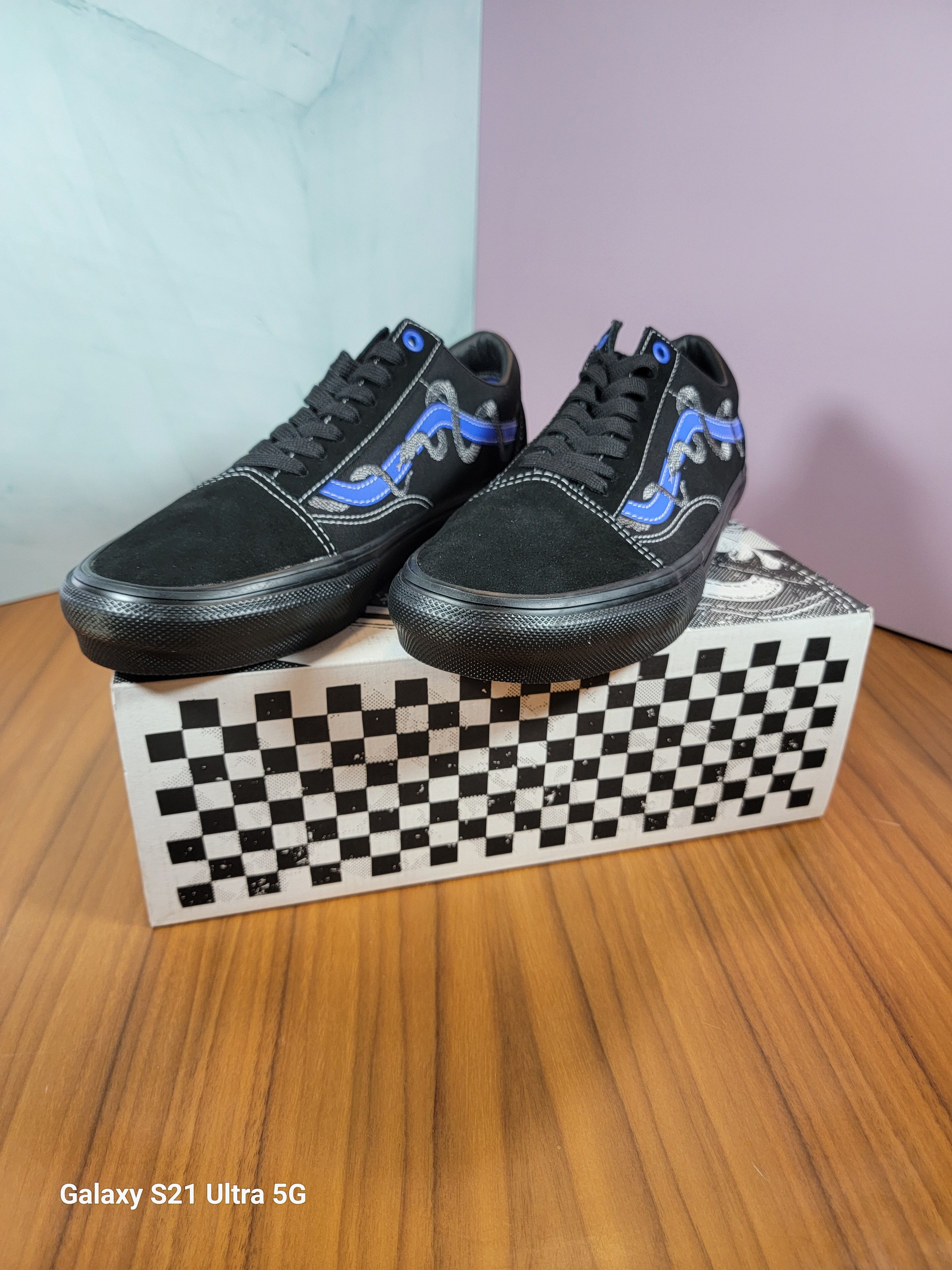 Vans Vans Breana Geering Skate Old Skool Shoes Black/Blue Grailed