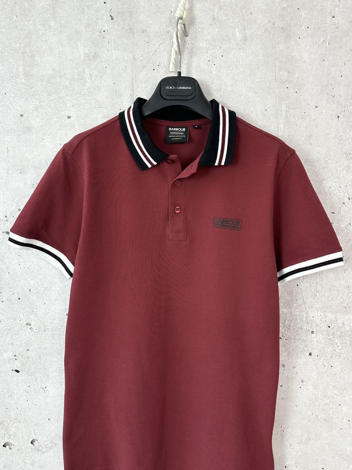 Barbour Barbour International Tailored Fit Burgundy Stripped Polo Size US S / EU 44-46 / 1 - 2 Thumbnail