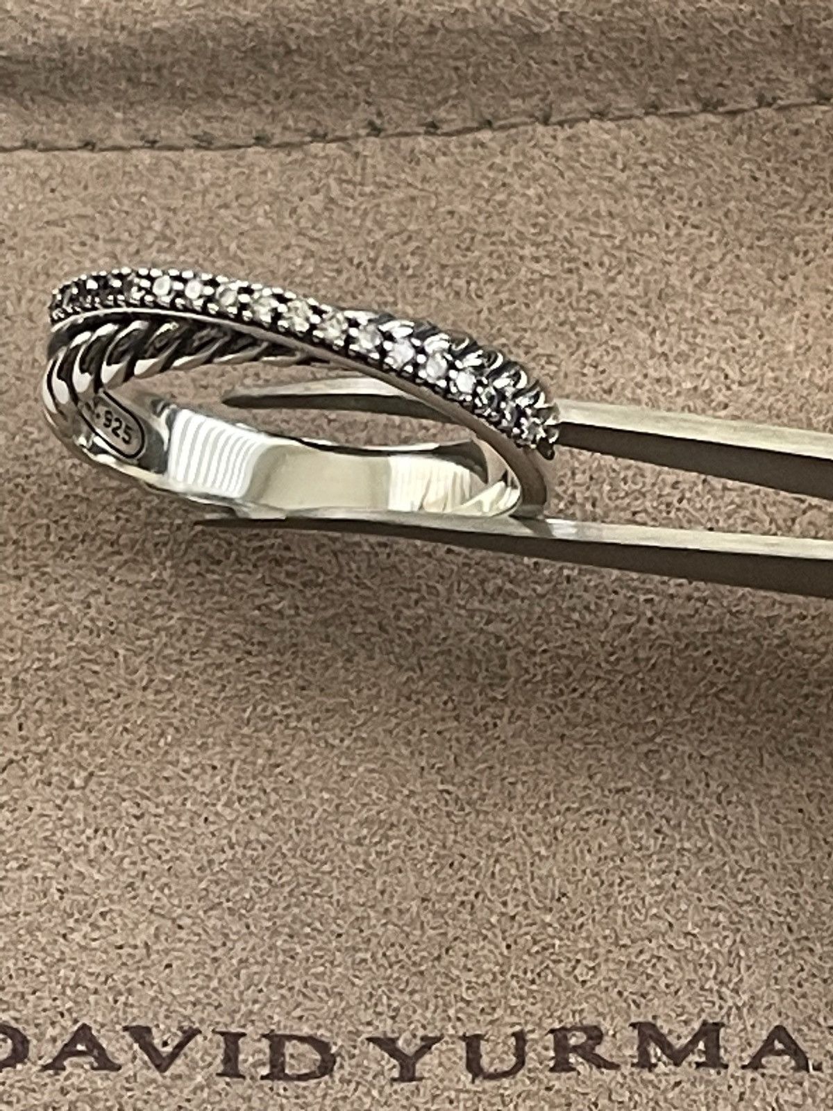 David Yurman Mint David Yurman Sterling Silver/Pave Crossover Ring Size ONE SIZE - 5 Thumbnail