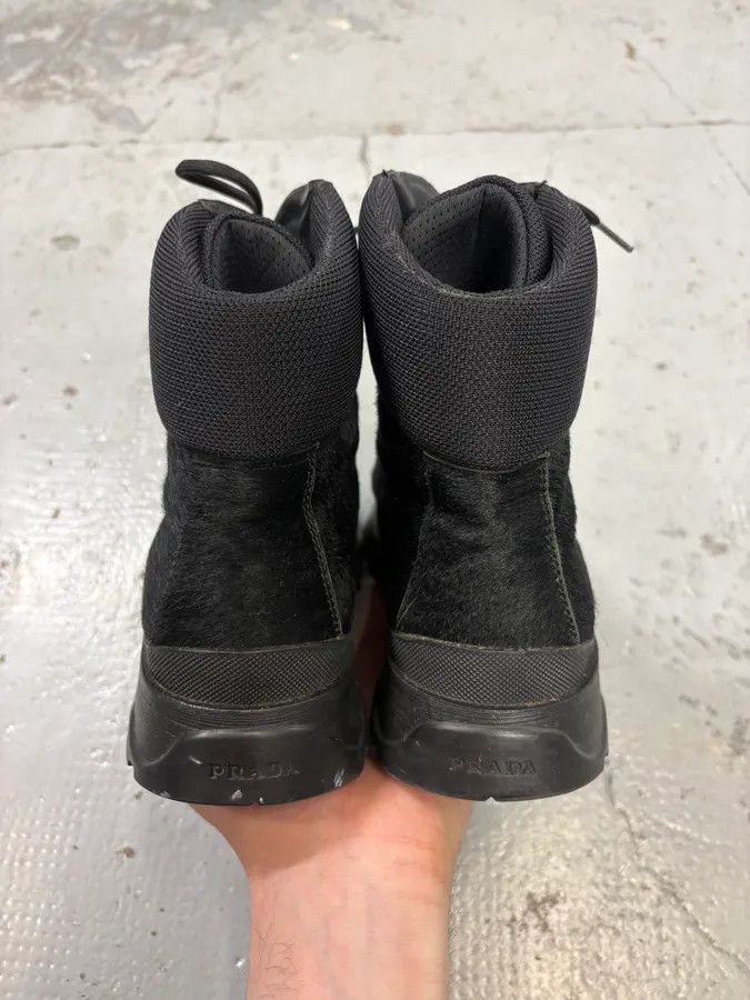 Prada FW1999 Prada Black High Ponyhair Leather Vibram Boots Size US 8 / IT 38 - 7 Thumbnail