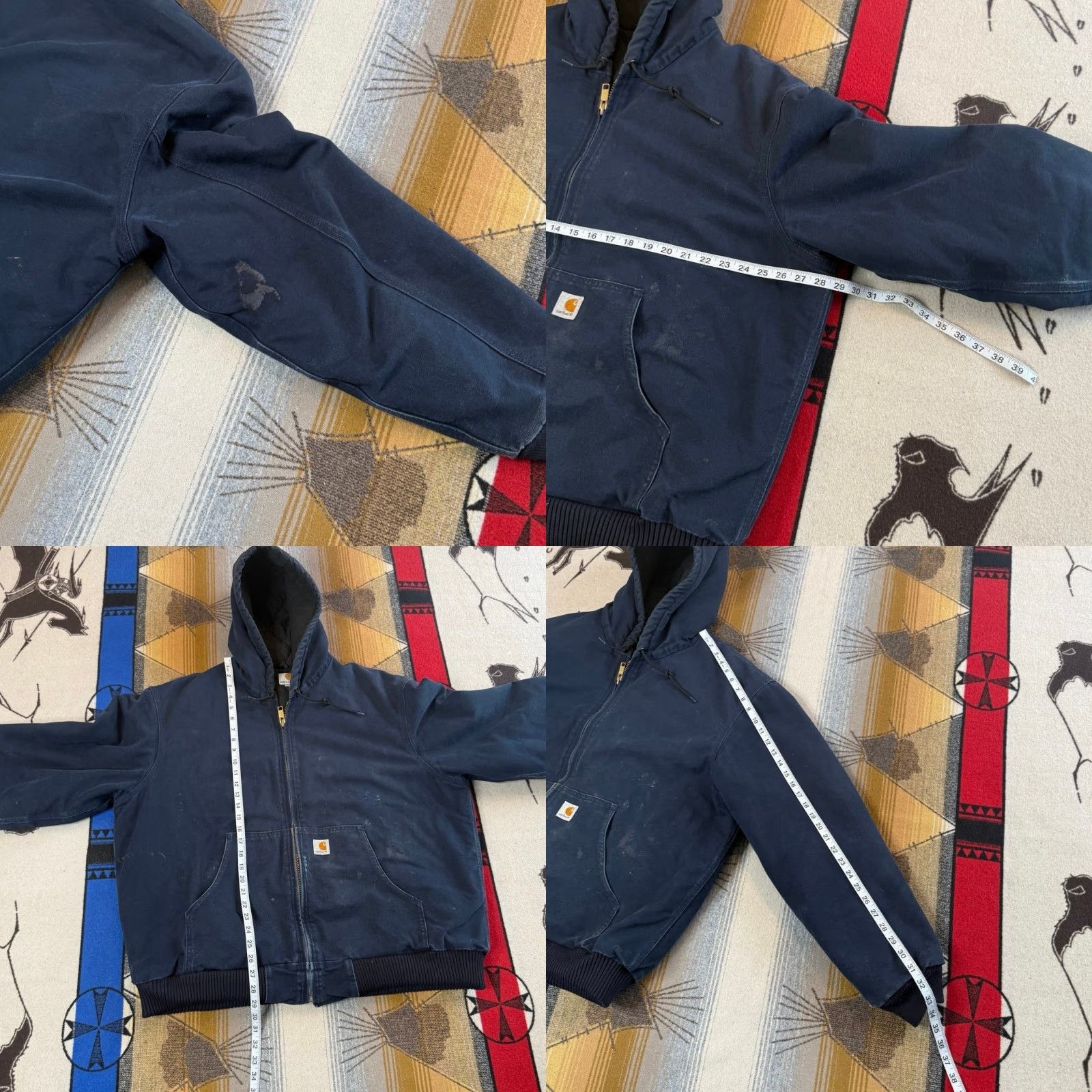 Carhartt VINTAGE Carhartt Blue Hooded Jacket XL Canvas Quilt Lined J140-DNY, 90s, Active Jacket, Zip, Regular, Men, Winter Fall Spring, Travel Workwear Size US XL / EU 56 / 4 - 8 Thumbnail