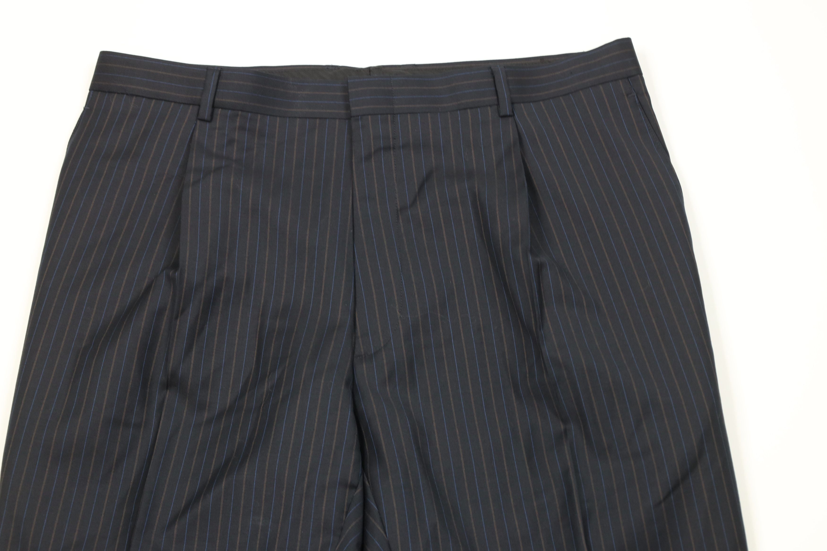 Vintage Vintage Streetwear 2 Piece Super 140s Wool Striped Suit Size 44L - 16 Thumbnail
