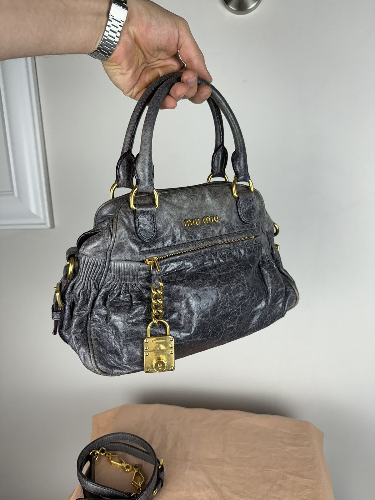 Leather × Miu Miu Leather bag Miu Miu y2k original casual luxury item Size ONE SIZE - 2 Thumbnail