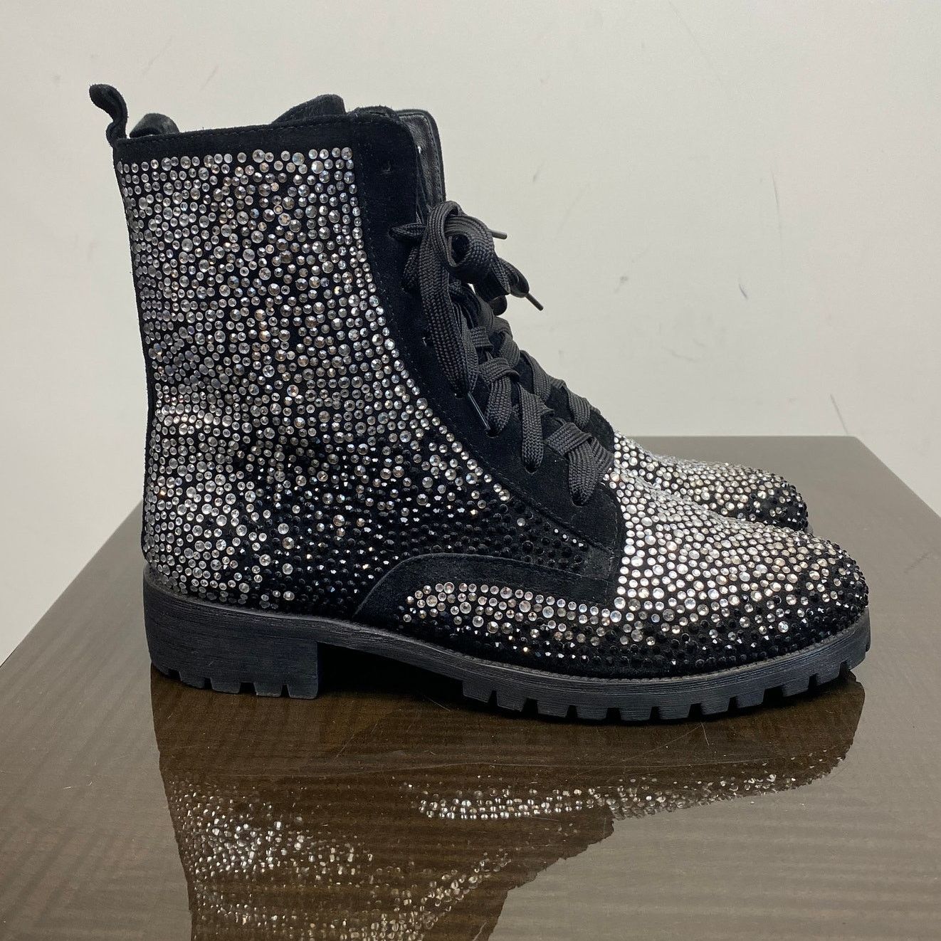 Philipp Plein Rare Philipp Plein Suede Crystal Embellished Combat Boots 40 Size US 9 / IT 39 - 3 Thumbnail