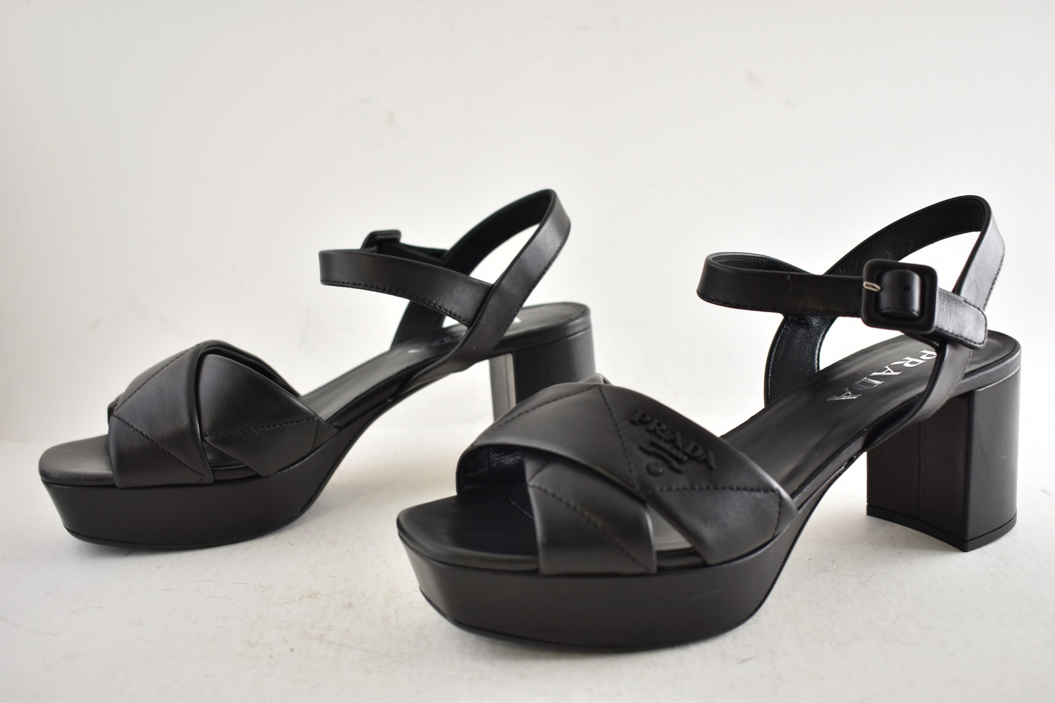 Prada Prada 65mm Quilted Platform Sandal Ankle Strap Block Heel 38 Size US 8 / IT 38 - 16 Thumbnail