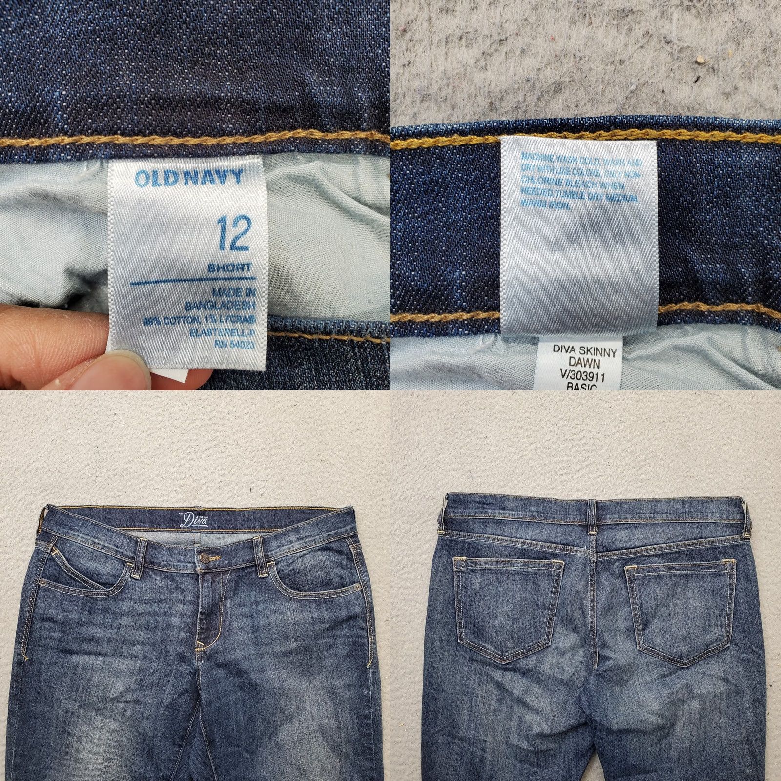 Old Navy Diva Jeans Womens 12S Blue Denim Whiskered Faded Skinny Leg Outdoor Old Navy Jeans Womens Size 12 Blue Denim Outdoor Skinny Womens Size 34" / US 12 / IT 48 - 8 Thumbnail