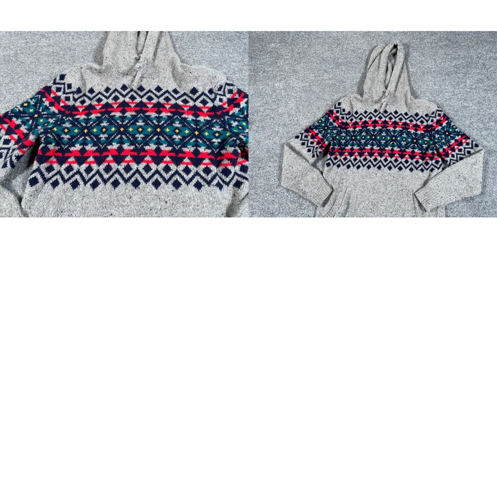American Eagle Outfitters American Eagle Outfitters Geometric Pattern Hooded Pullover Sweater Adult Small Gray Cotton Acrylic Aztec Tribal 90s Size US S / EU 44-46 / 1 - 8 Thumbnail
