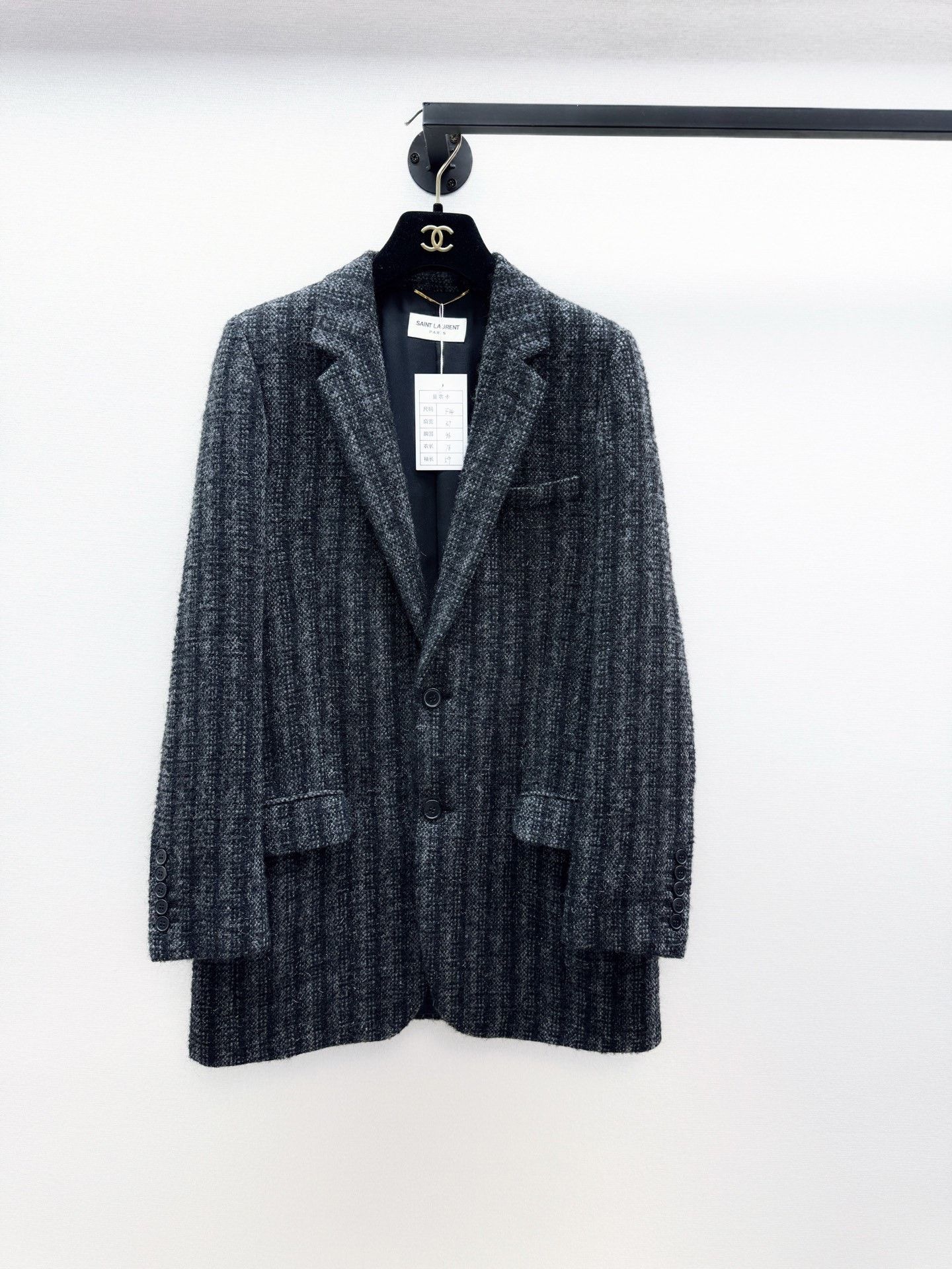 Saint Laurent Paris Saint Laurent Gray Plaid Wool Blazer Size US S / EU 44-46 / 1 - 1 Thumbnail