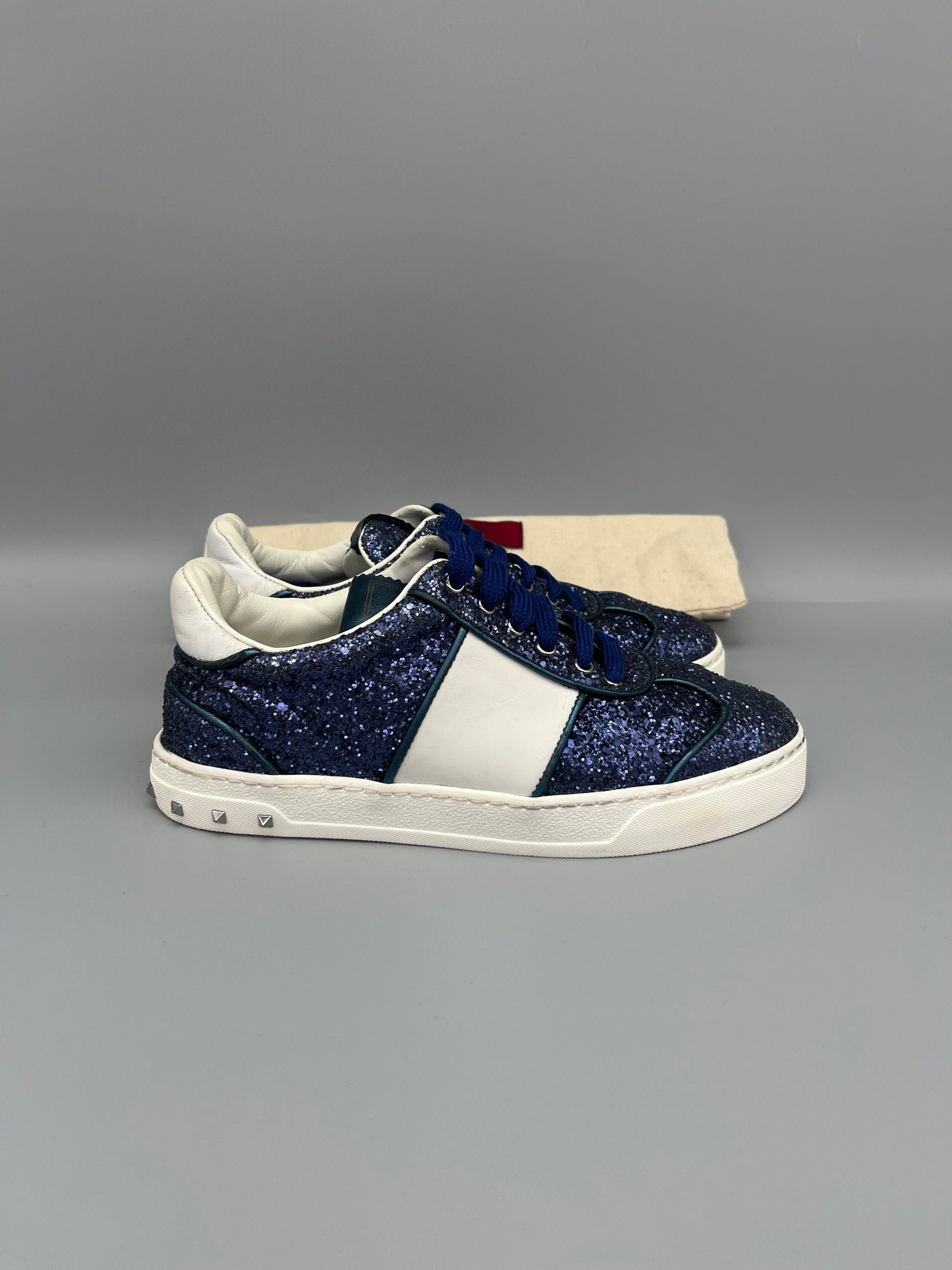 Valentino Valentino Garavani Flycrew Sneaker Blue Glitter EU35.5 Size US 5 / IT 35 - 3 Thumbnail