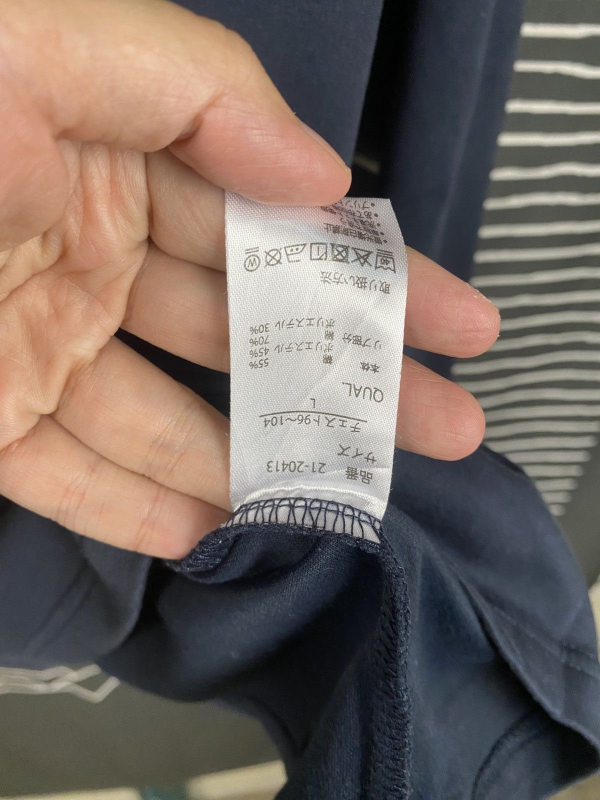 Japanese Brand CLOSSHI Navy Mock Neck "Cotton from USA+" Long Sleeve Tee Size US L / EU 52-54 / 3 - 6 Thumbnail