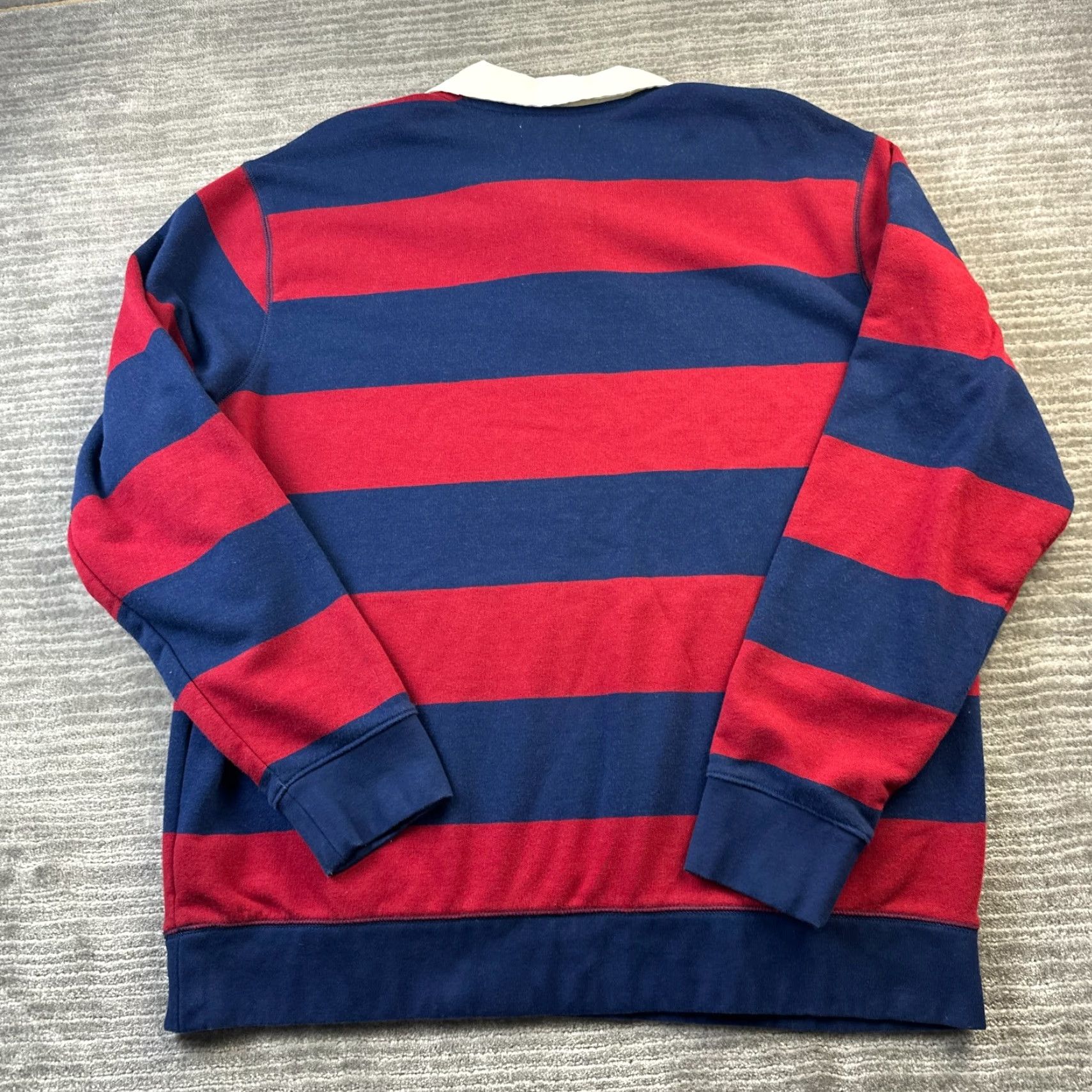 Lands' End Lands End Rugby Shirt XL Mens Blue Gray Long Sleeve Polo Sweater Striped Button Logo Casual Vintage Size US XL / EU 56 / 4 - 2 Thumbnail