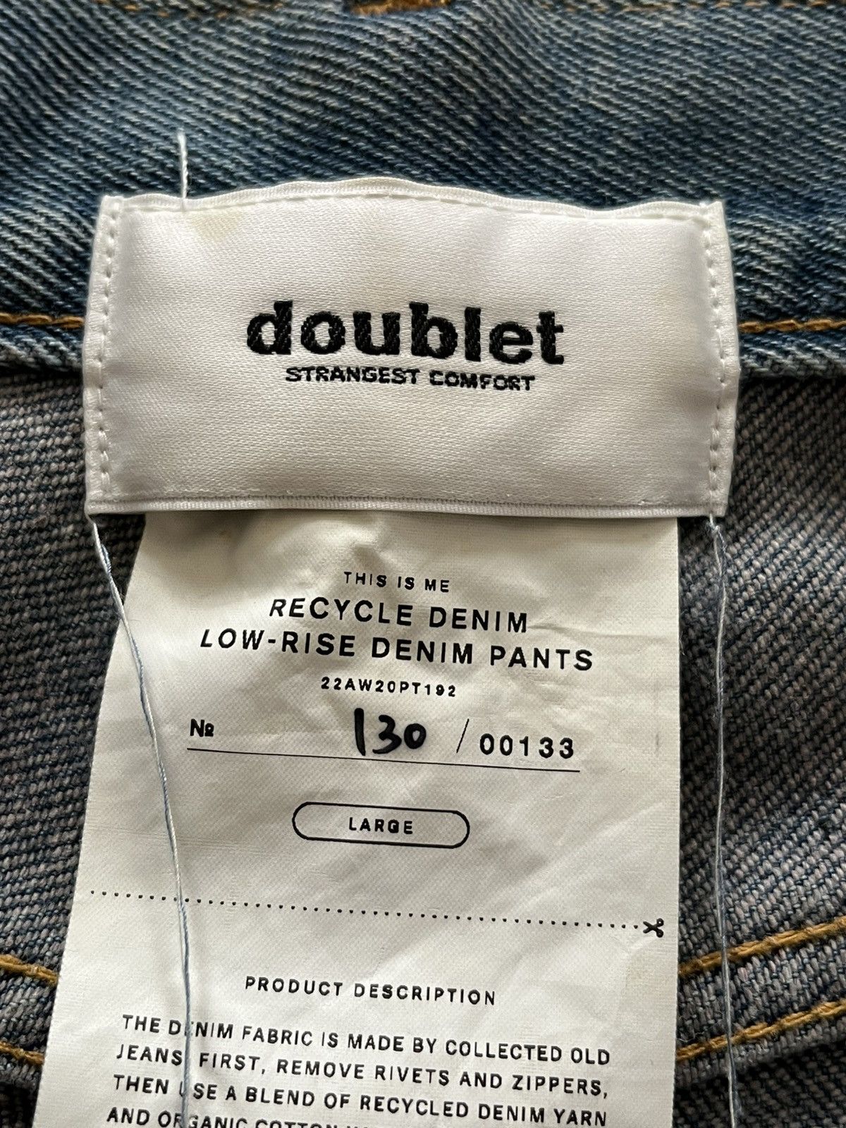 Doublet Doublet Recycle Denim Baggy Cuffed Pants Blue Size US 34 / EU 50 - 6 Thumbnail