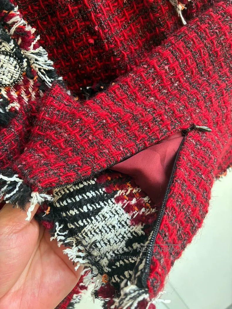 Chanel Chanel Red plaid tsel tweed coat Size XXS / US 00 / IT 34 - 6 Thumbnail