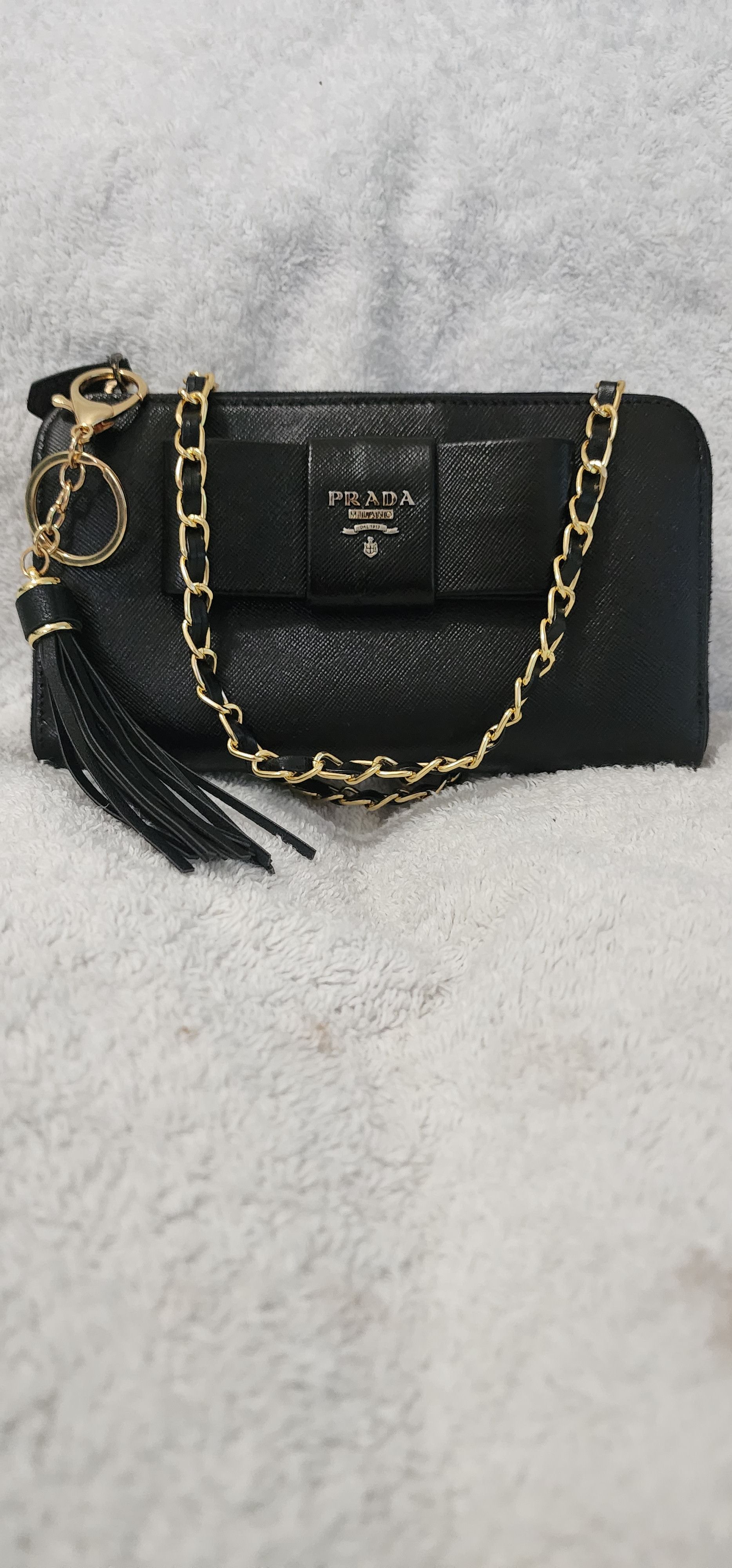 Prada Modified Saffiano Fiocco Zippy Wallet on Chain Size ONE SIZE - 2 Thumbnail