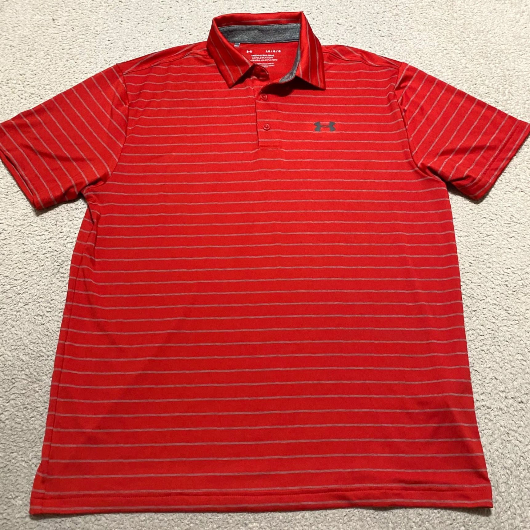 Under Armour Under Armour Polo Shirt Men L Red Striped Short Sleeve Golf Activewear Sports 90s Size US L / EU 52-54 / 3 - 2 Thumbnail