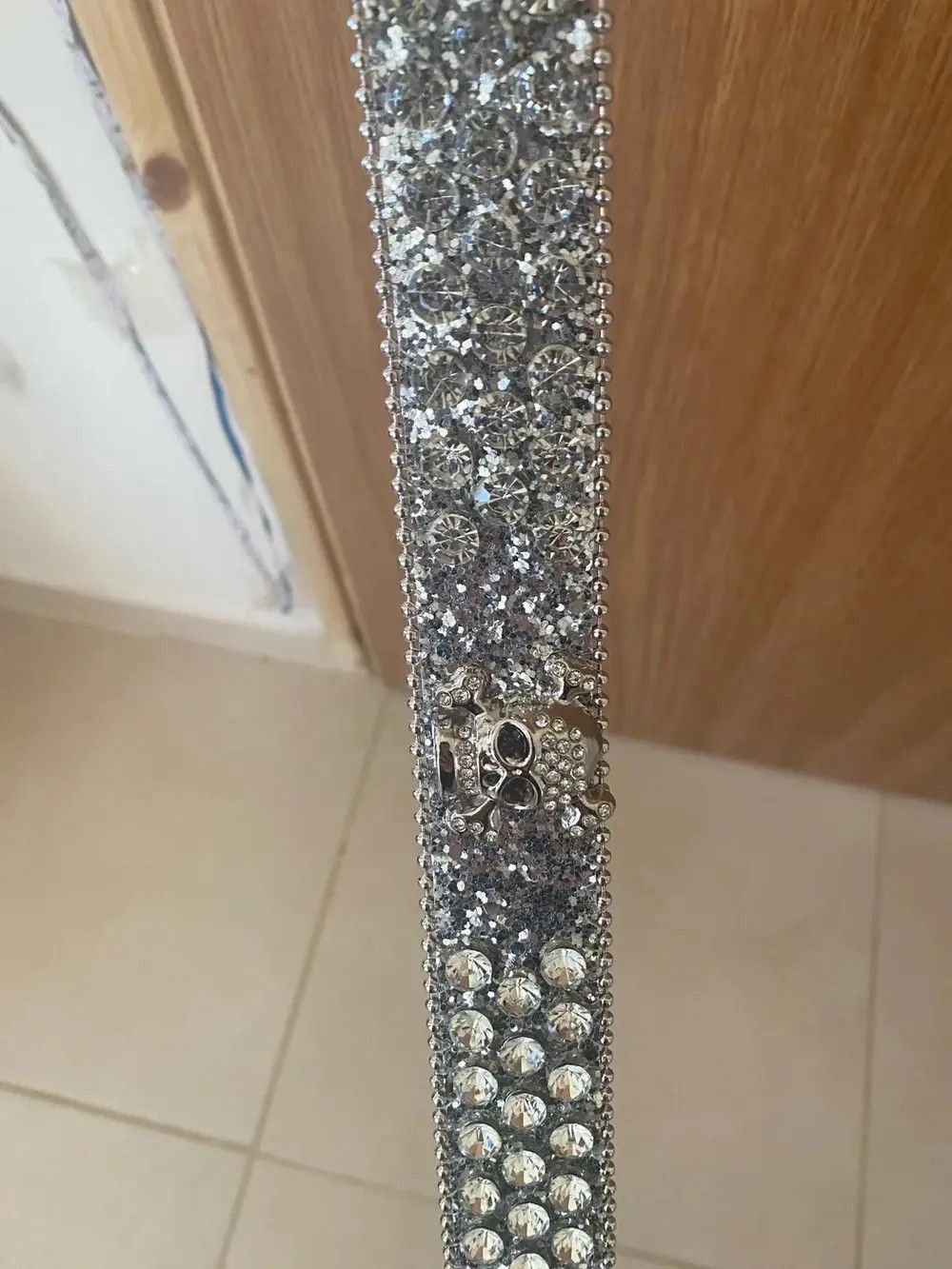 Leather Gorgeous Rhinestone Studded PU Leather Belt Size ONE SIZE - 6 Thumbnail