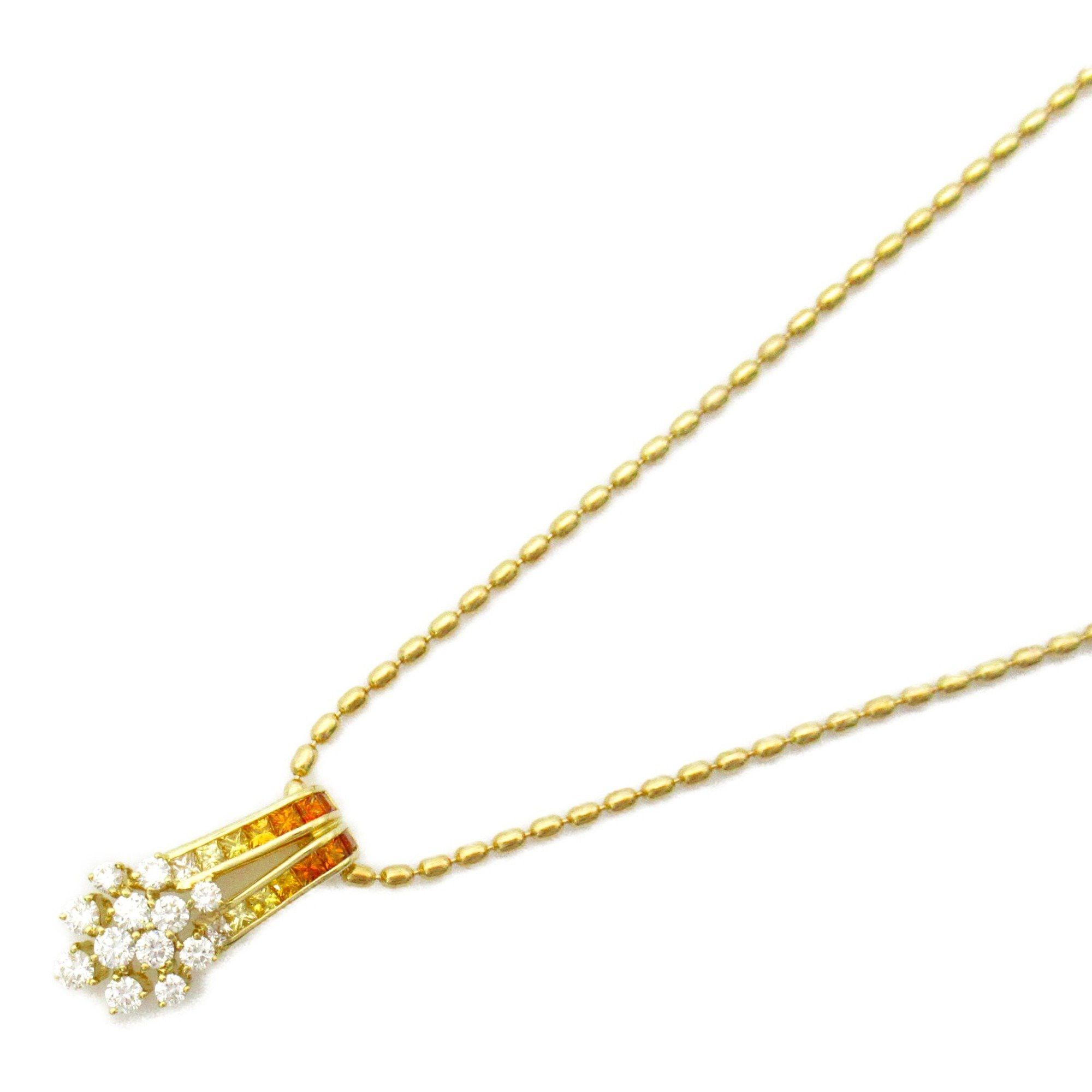 image of Jewelry Sapphire Diamond Necklace Necklace Yellow Clear K18 (Yellow Gold) Sapphire Yellow Clear, Wo