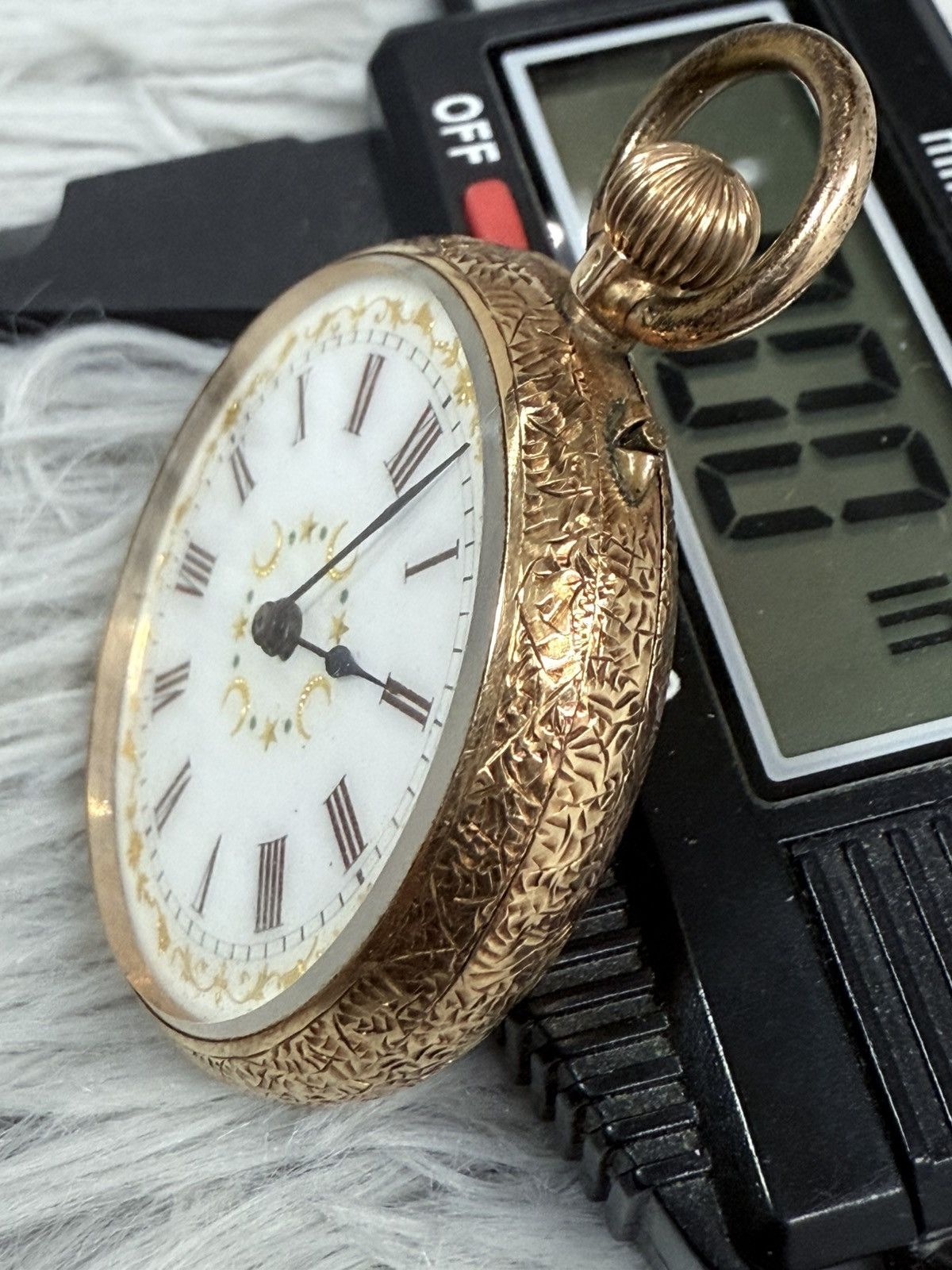 Vintage Vintage Pocket Manual Watch Fancy Dial Swiss Made 14K GOLD Size ONE SIZE - 4 Thumbnail