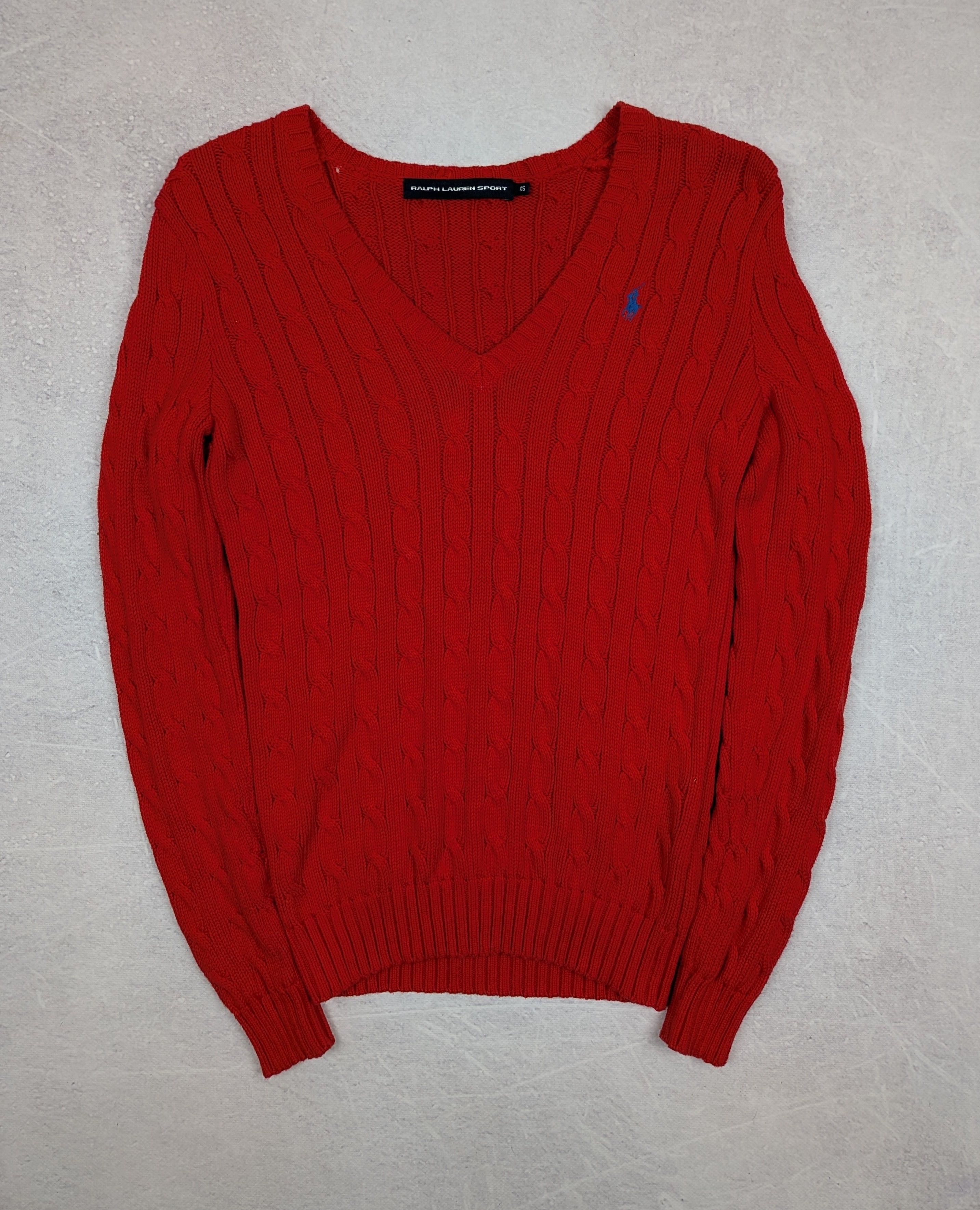 Ralph Lauren Ralph Lauren Sport V-Neck Red Waffle Knit Sweater Size XS Size XS / US 0-2 / IT 36-38 - 2 Thumbnail