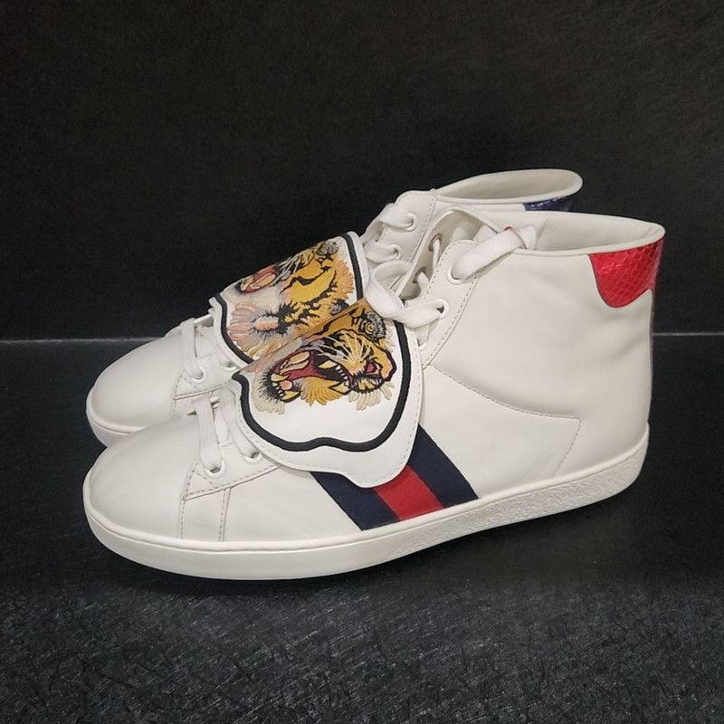 Gucci Gucci Ace High-Top Sneakers with Tiger Patch 0079 Size US 8.5 / EU 41-42 - 1 Thumbnail