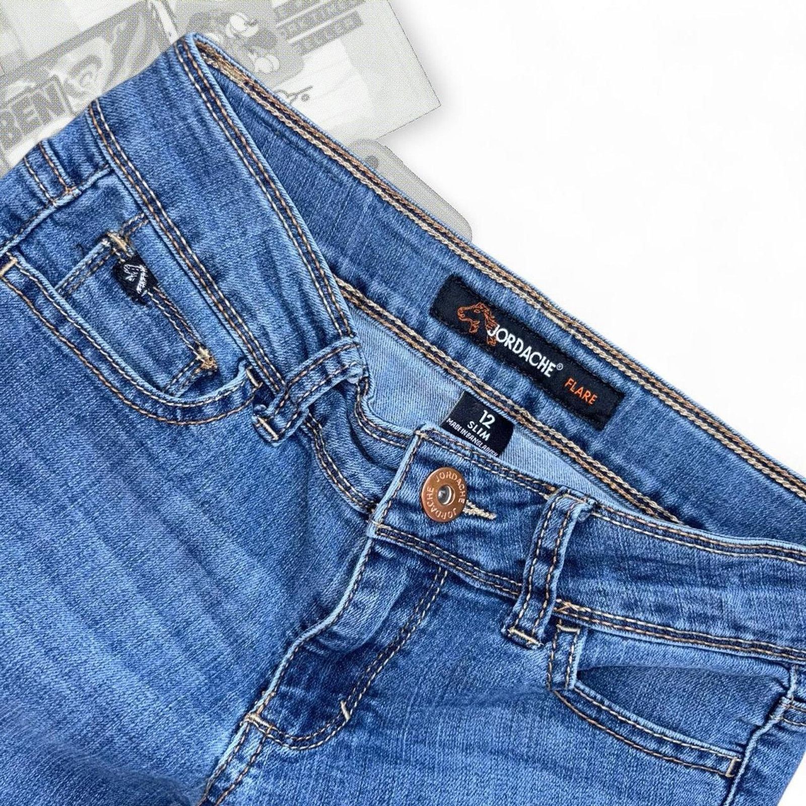 Jordache Y2K Blue Denim Western Jordache Flaired Jeans Size 34" / US 12 / IT 48 - 2 Thumbnail
