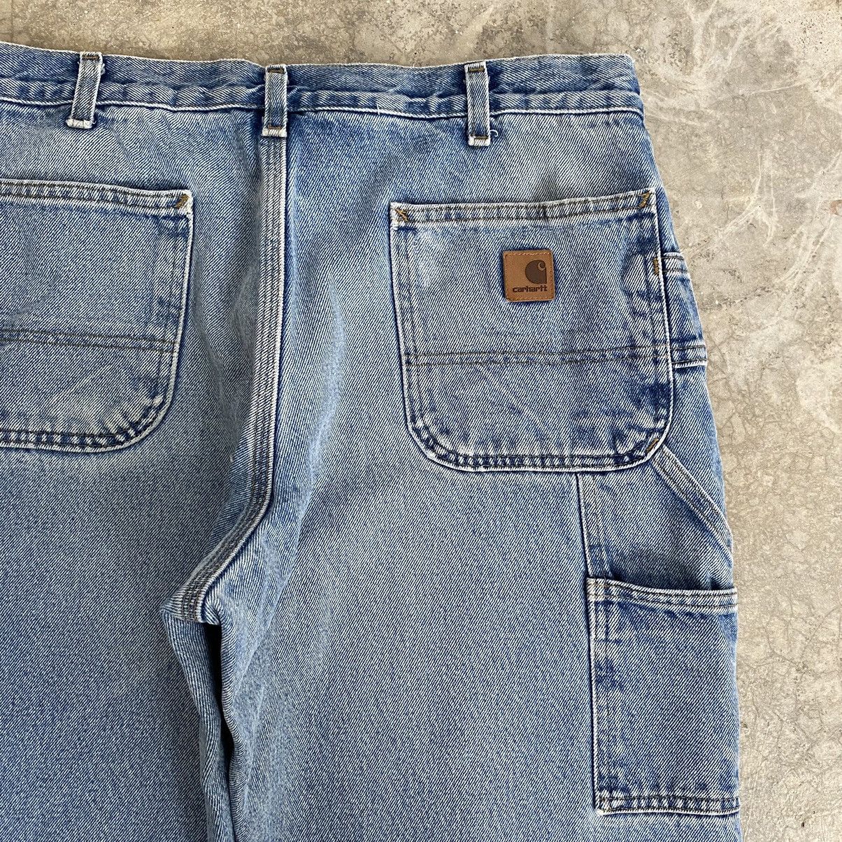 Carhartt VTG Carhartt Blanket Lined Faded Blue Carpenter Denim Jeans Size US 35 - 23 Thumbnail