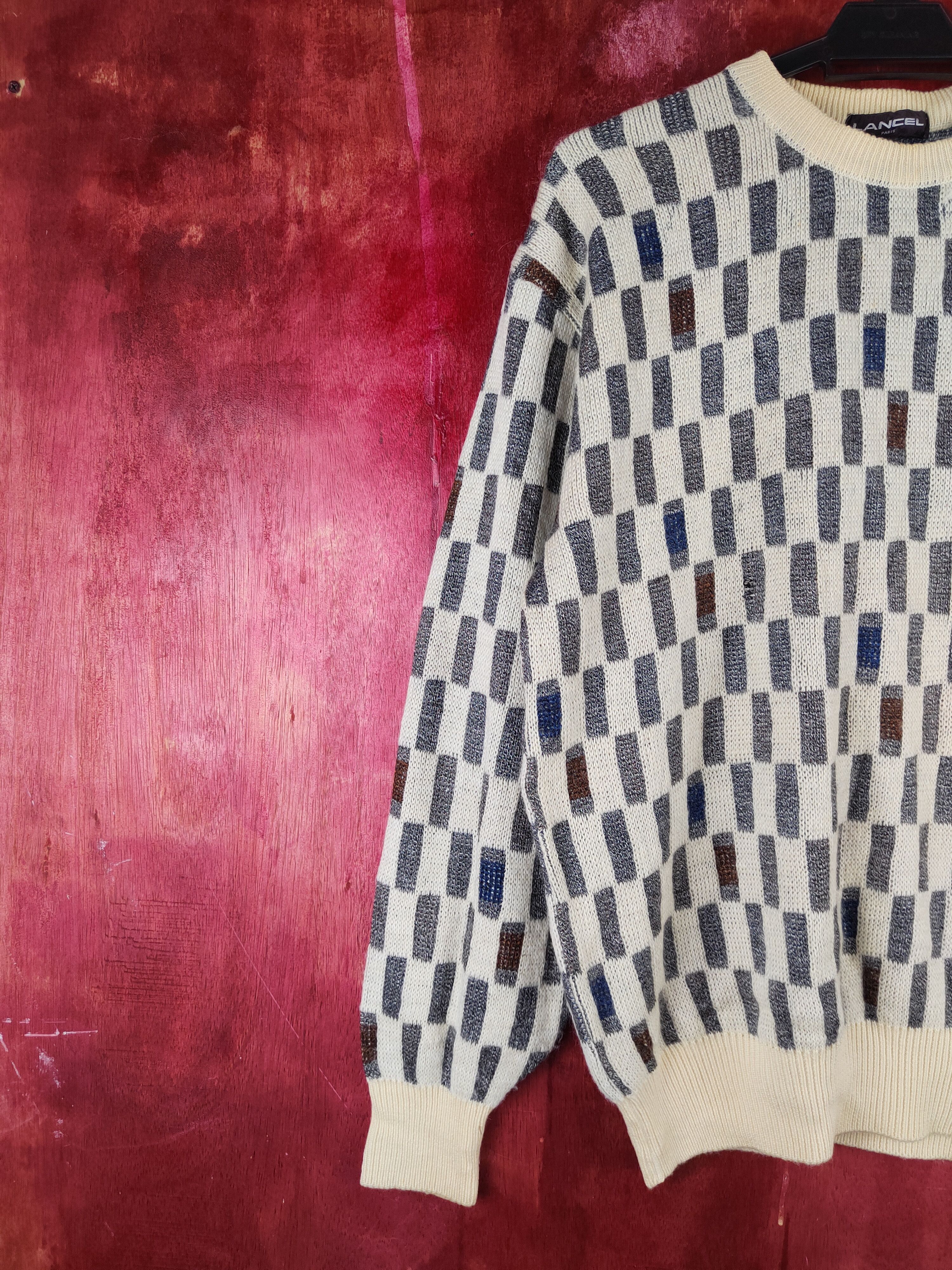 Lancel Lancel vintage checkered Cream Knitwear Sweatshirts #S2352 Size US L / EU 52-54 / 3 - 3 Thumbnail
