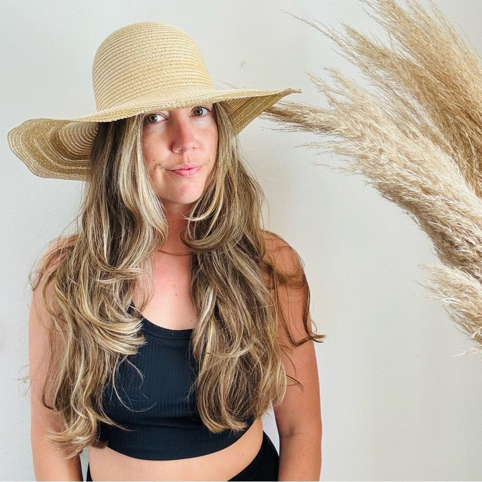 Vintage VINTAGE NORDSTROM Cream Tan Straw Brim Floppy Gold Sun Hat Size ONE SIZE - 1 Thumbnail