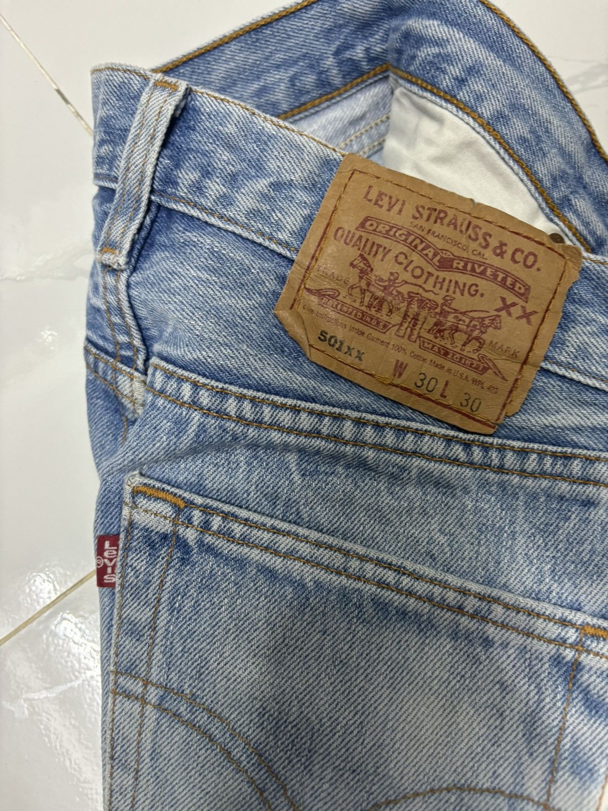 Levi's VINTAGE LEVIS 501xx STONE WASH BAGGY DISTRESS DENIM JEANS Size 29" - 11 Thumbnail
