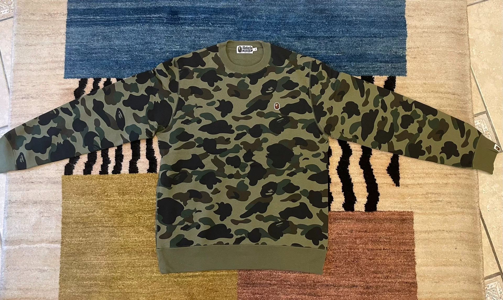 Bape Bape Classic Green Camo Crewneck Sweatshirt Size US XL / EU 56 / 4 - 1 Thumbnail