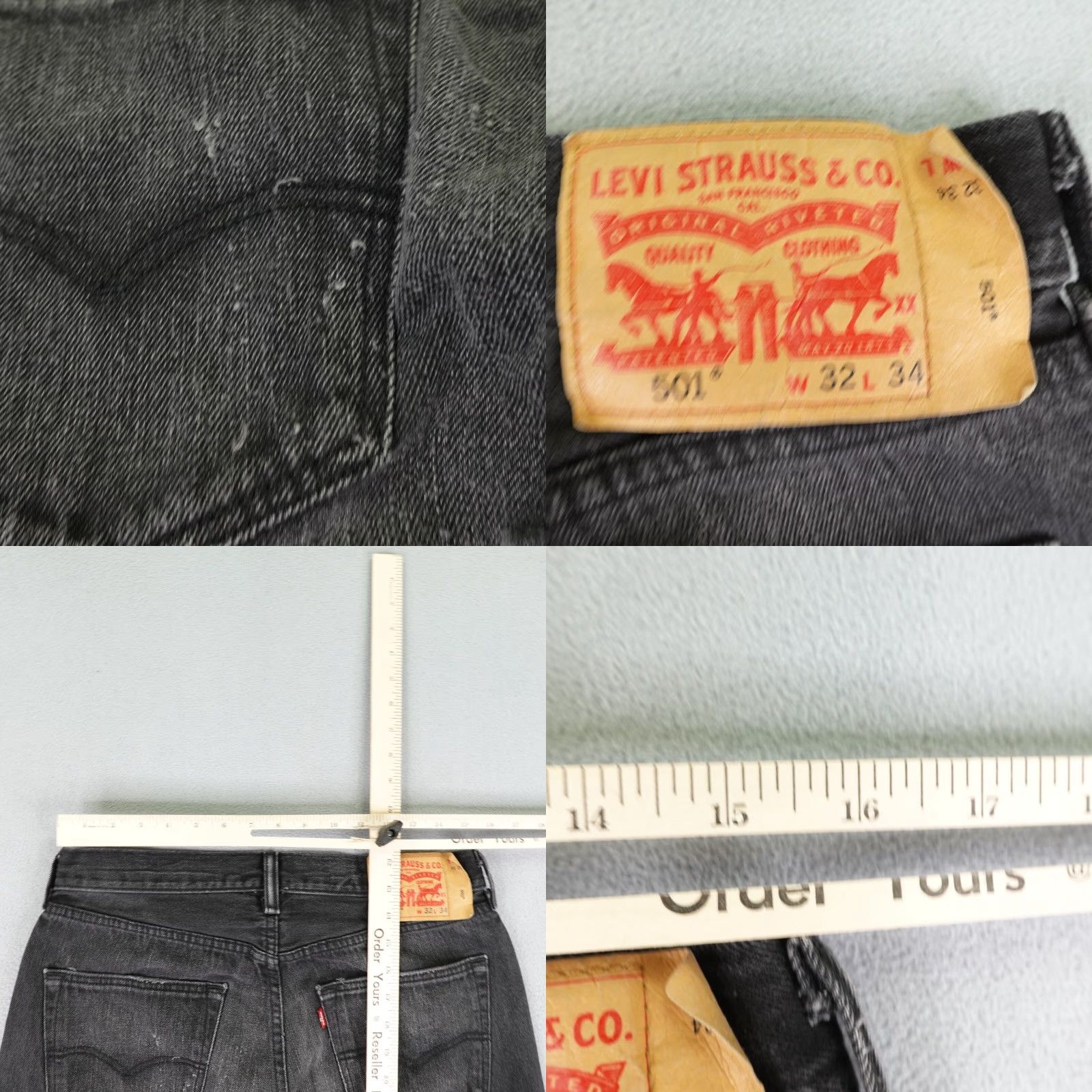 Levi's Levi's 501 Jeans Mens 32x34 Black Denim Button Fly Straight Regular Fit Denim Size US 31 - 8 Thumbnail