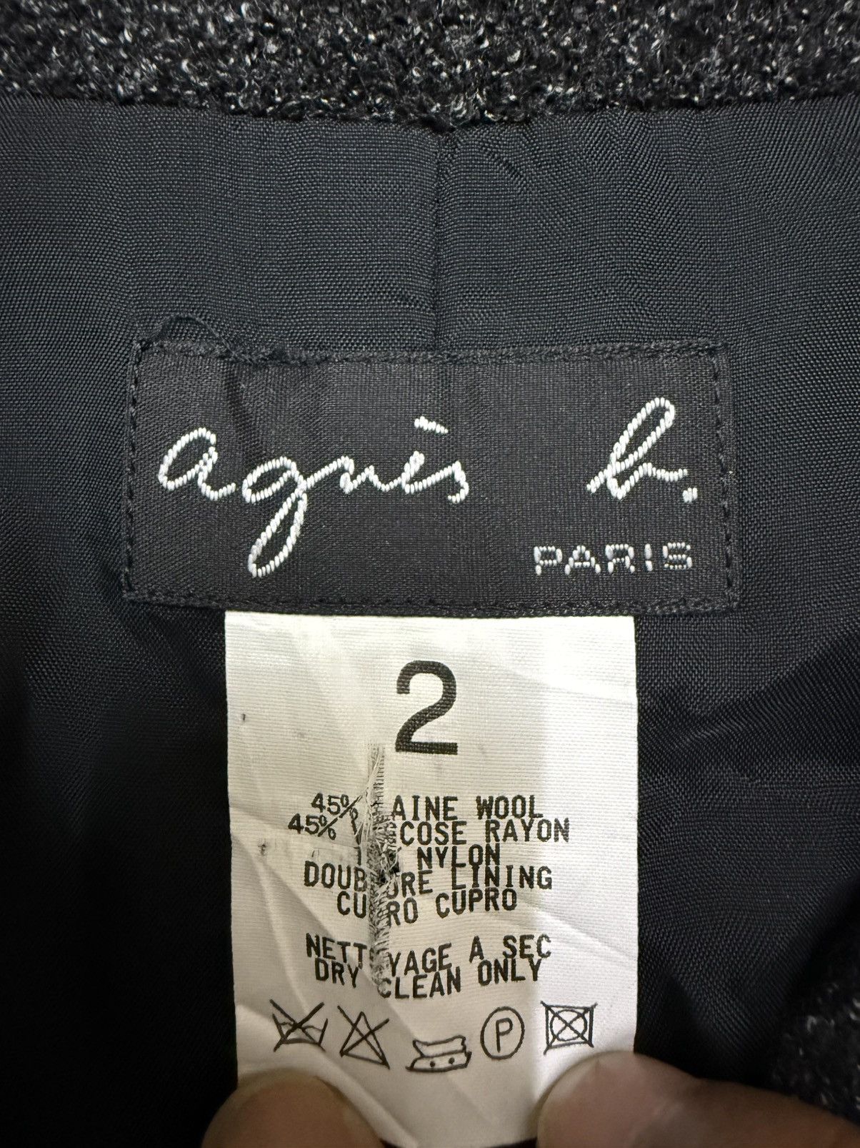 agnes b. Agnes B. Charcoal Black Light Tweed Jacket Button Up Size S / US 4 / IT 40 - 7 Thumbnail