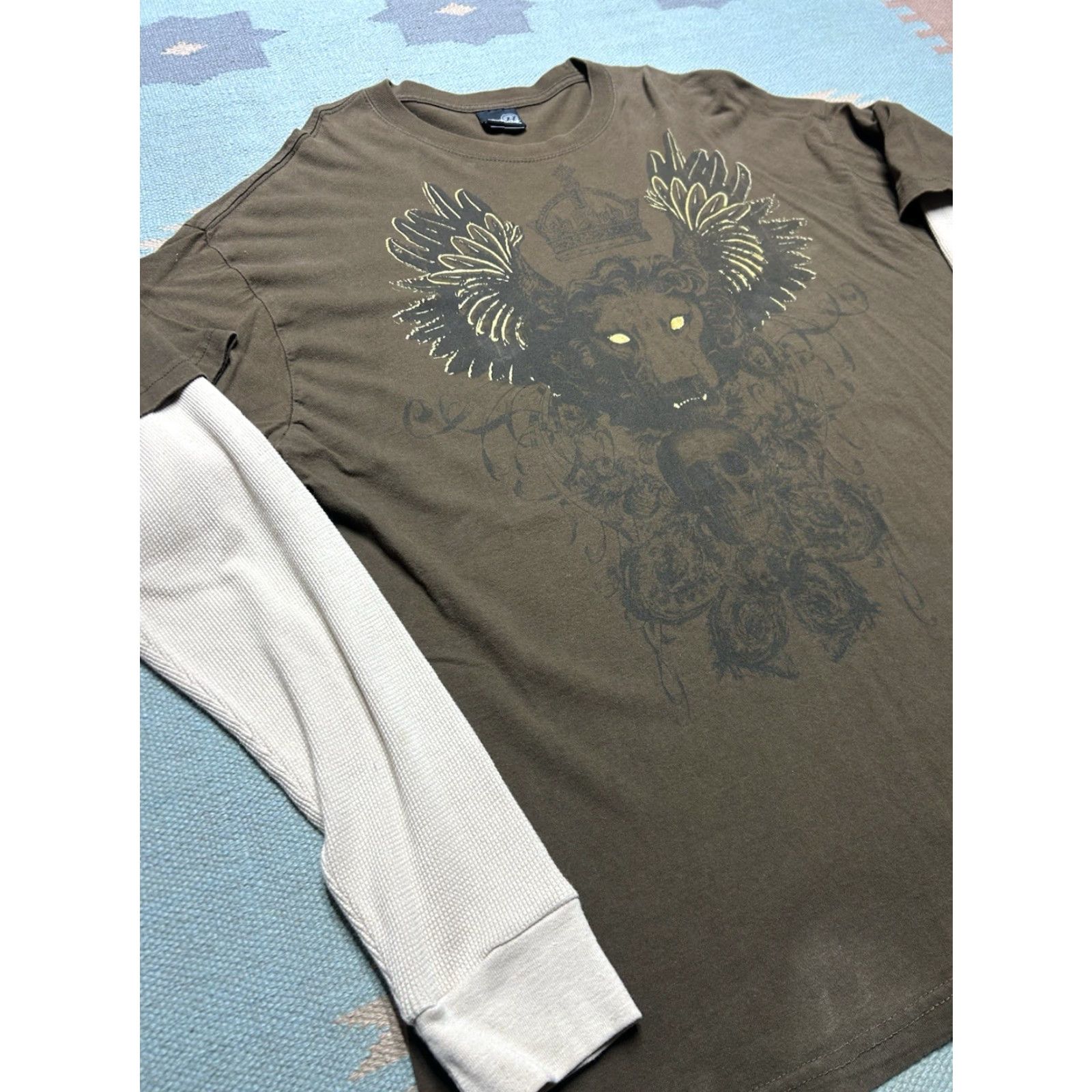 Vintage VINTAGE Hybrid T-Shirt Long Sleeve Thermal Skull Jesse Pinkman 2XL Tall Brown Mens Shirt Size US XXL / EU 58 / 5 - 2 Thumbnail