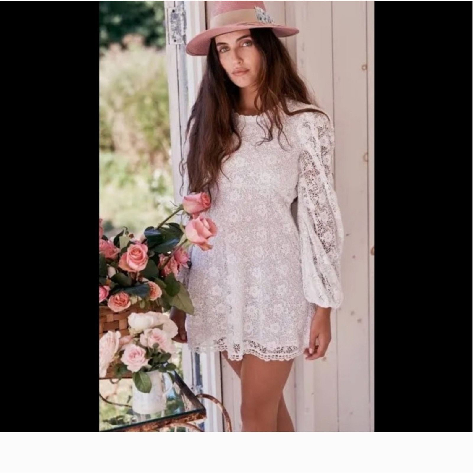 LoveShackFancy NWT LoveShackFancy Leira Lace Blouson-sleeve Mini Dress Size M / US 6-8 / IT 42-44 - 3 Thumbnail
