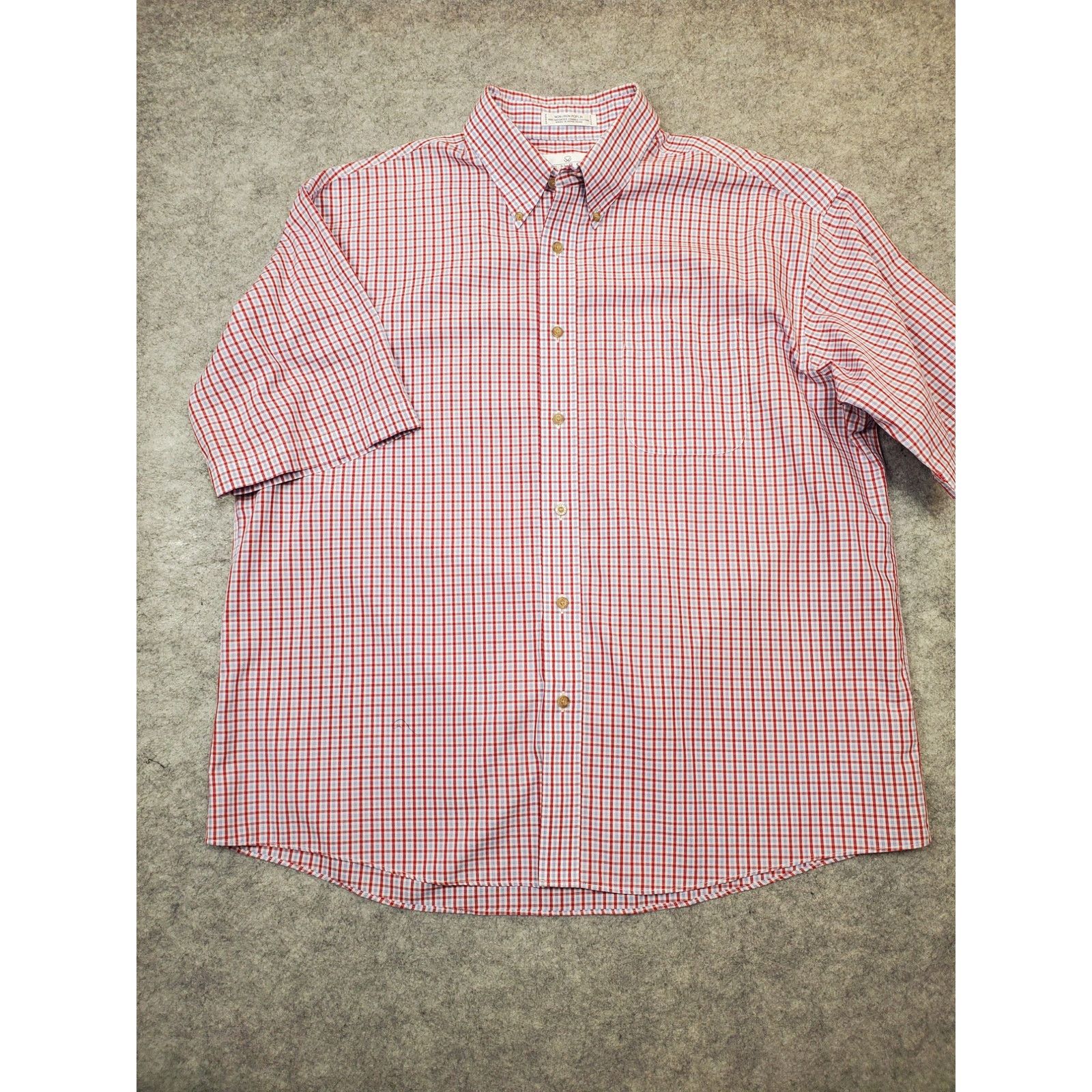 Enro Mens Enro XL Red White Blue Short Sleeve Poplin Cotton Shirt Size US XL / EU 56 / 4 - 1 Thumbnail