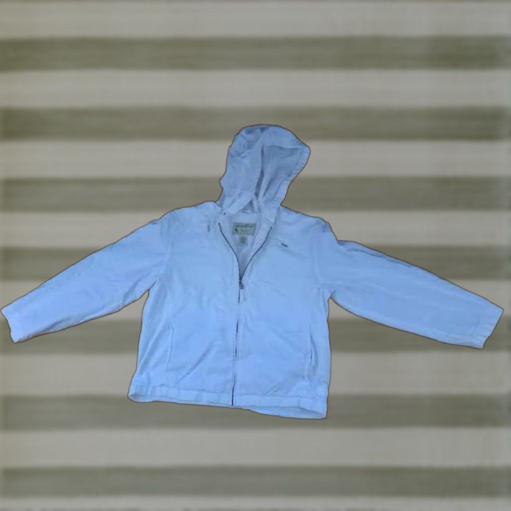 Eddie Bauer Eddie Bauer Woman Full Zip Hoodie Canvas 100% Cotton Large White Beach Hoodie Short Jacket Womens L Size L / US 10 / IT 46 - 1 Thumbnail
