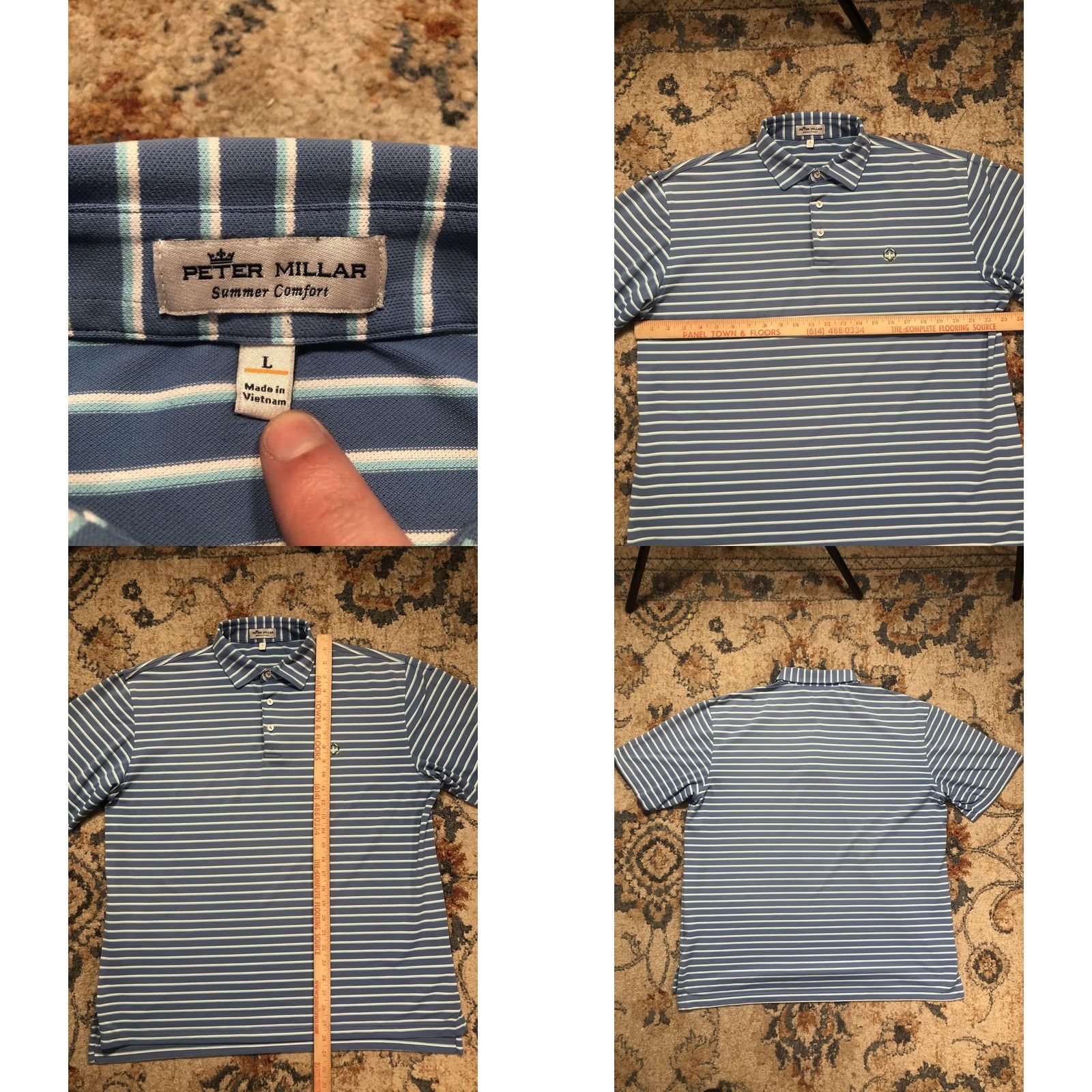 Peter Millar Peter Millar Summer Comfort Polo Shirt Mens L Blue Stripe Performance Golf Shirt Size US L / EU 52-54 / 3 - 8 Thumbnail