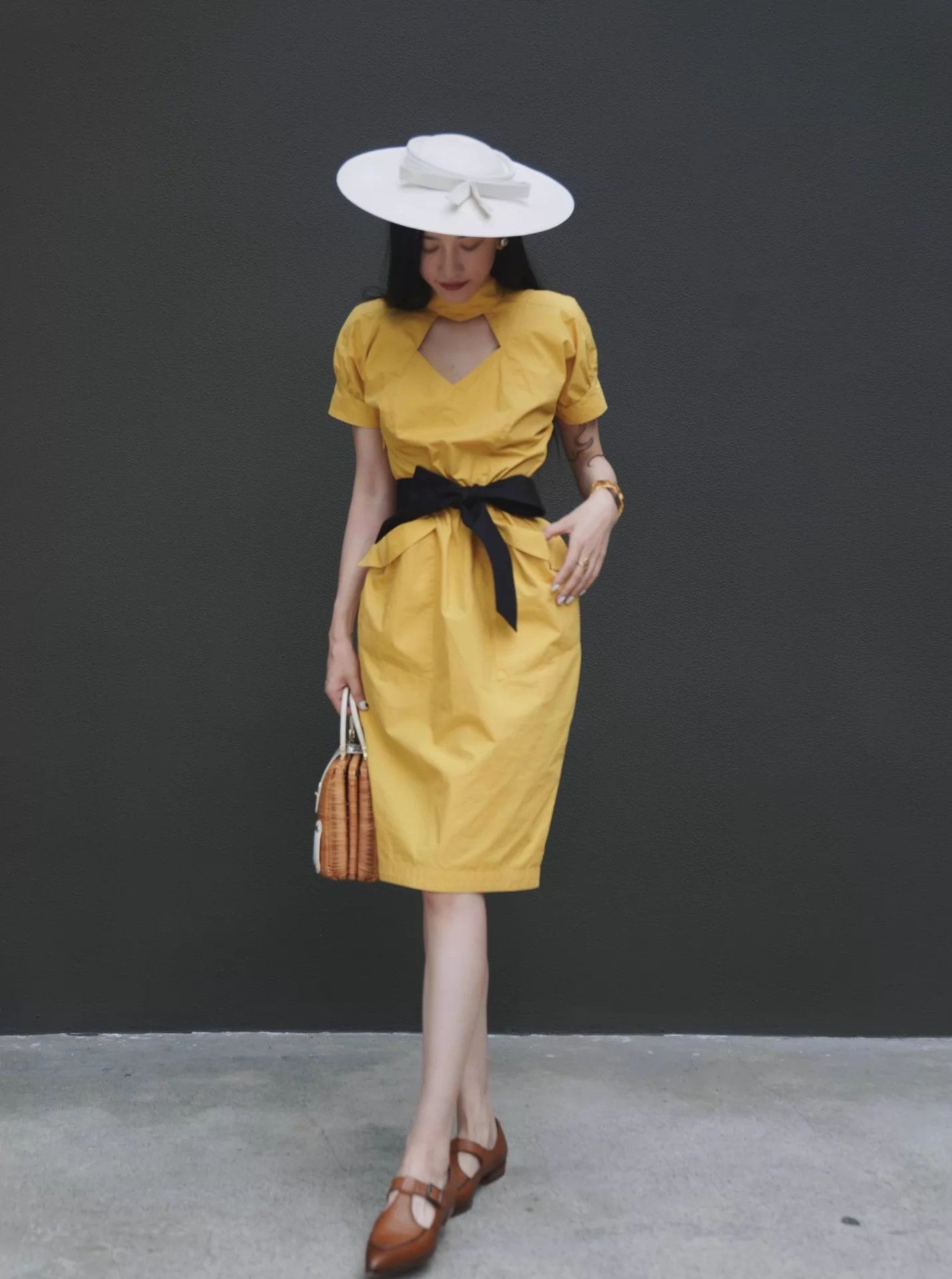 Other Vieuxnew Sunset Gold Killer Plunging Waist-Cinched M/L Dress Size XS / US 0-2 / IT 36-38 - 4 Thumbnail