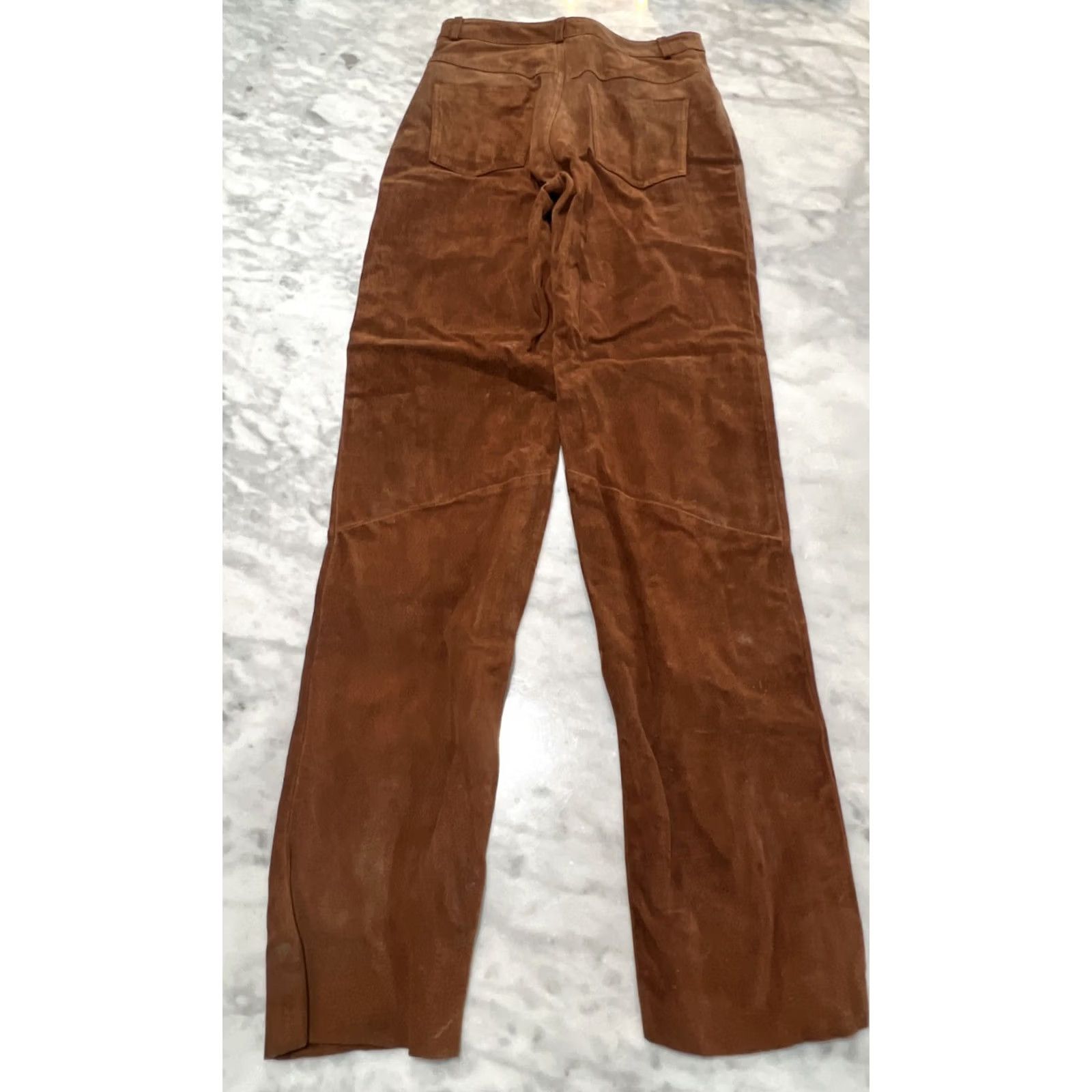 Rusty VINTAGE Lew Magram Leather Pants Women’s 8 Rusty Brown Lined Straight Inseam 30 in High Rise Brown Regular Womens Size 30" / US 8 / IT 44 - 3 Thumbnail