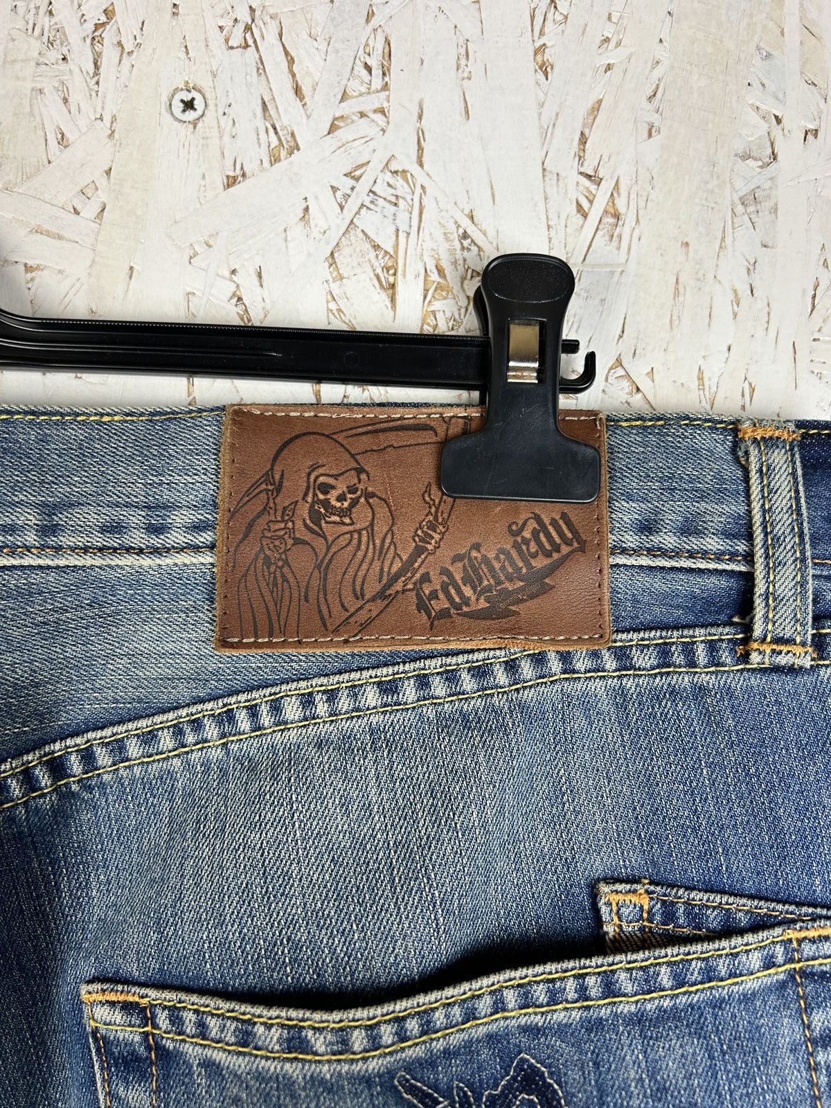 Christian Audigier Vintage Ed Hardy By Audigier Skull Pocket Y2K Denim Jeans 38 Size US 38 / EU 54 - 3 Thumbnail