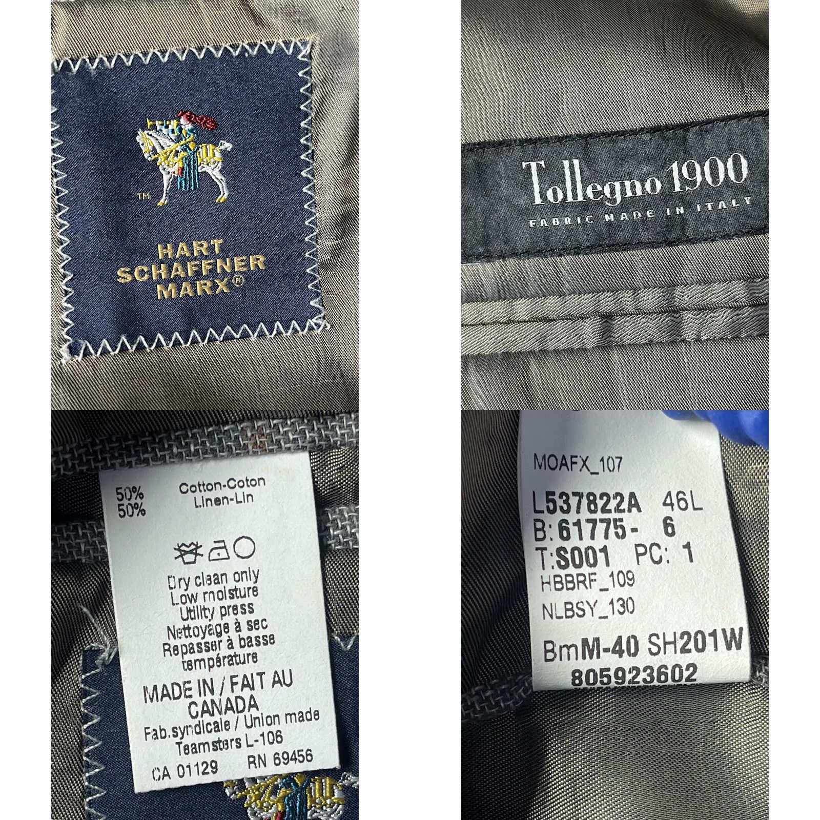 Hart Schaffner Marx Hart Schaffner Marx Gray Blazer Wool Linen Men 46L Union Made Jacket Suit Regular Single-Breasted 1 Piece Chest 46L Classic Business Men Size 46R - 8 Thumbnail
