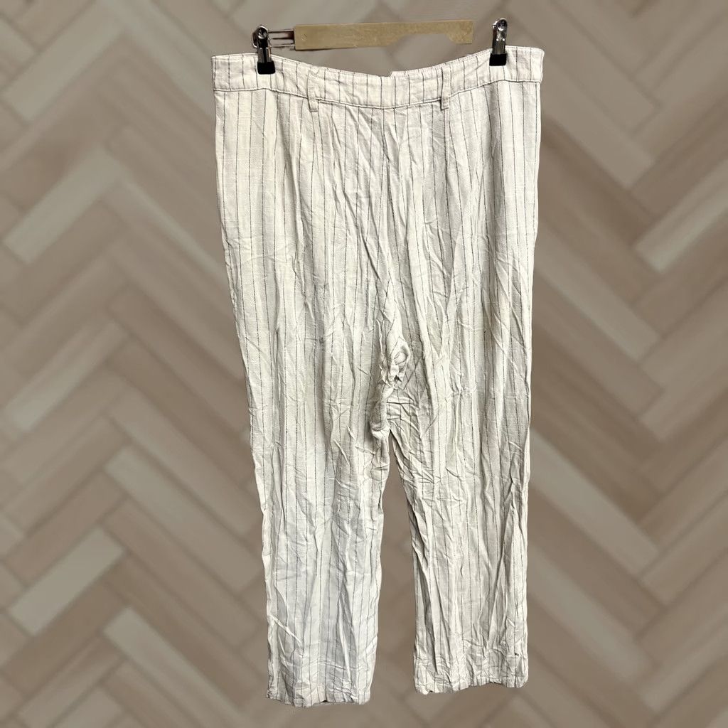 Asos ASOS Design Tall Oversized Wide Leg Pants Stripe Linen Beige 12 Size 34" / US 12 / IT 48 - 1 Thumbnail