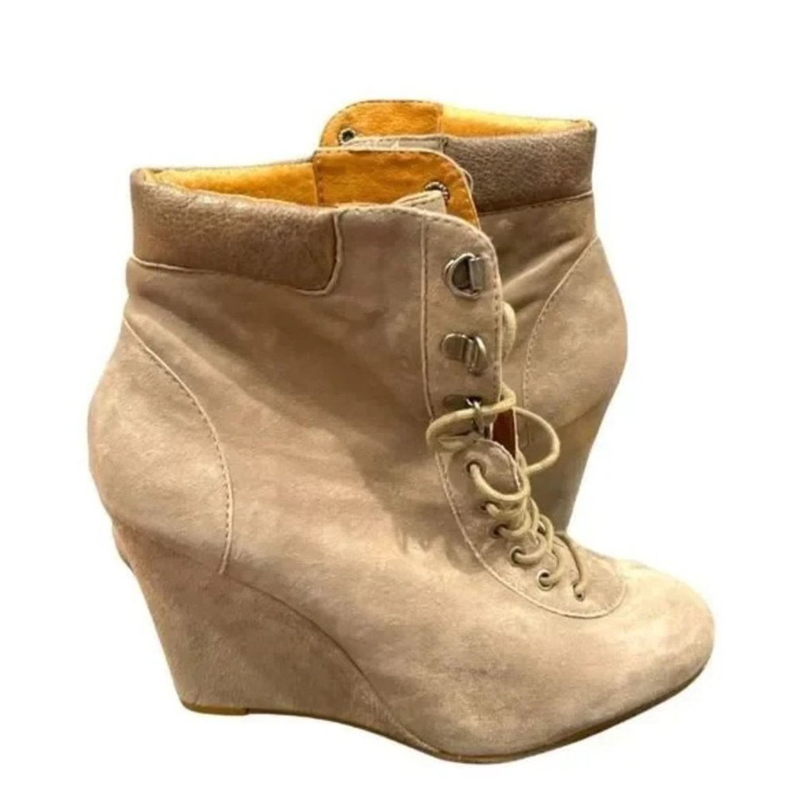 Other POUR LA VICTOIRE Lang Tan Laced Wedge Platform Boots Booties Size US 8.5 / IT 38.5 - 2 Thumbnail