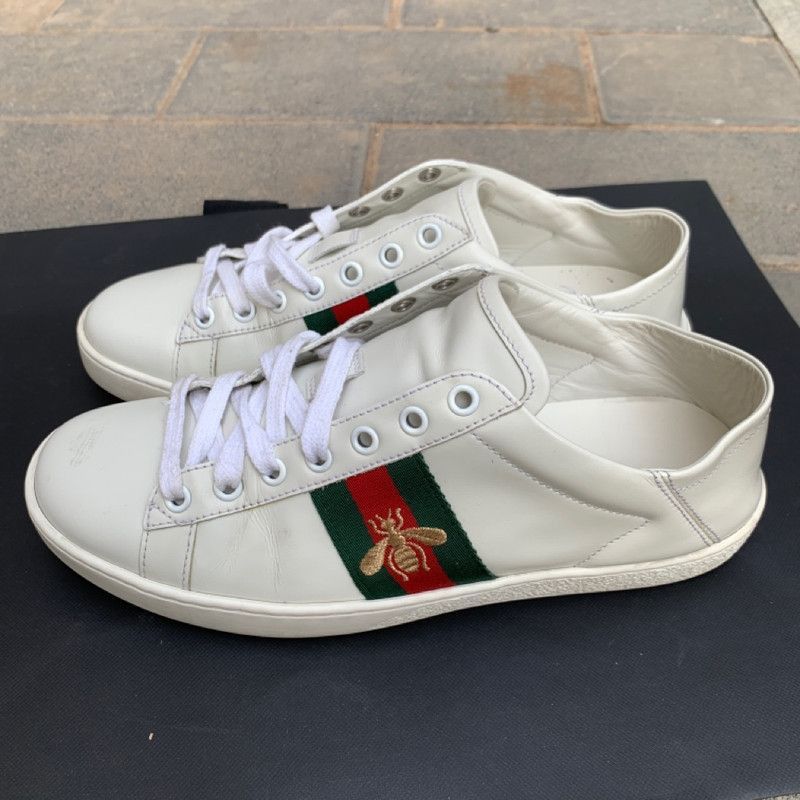 Gucci Gucci Ace Leather Bee Sneakers for Men - Size US 6.5 / EU 39-40 - 1 Thumbnail