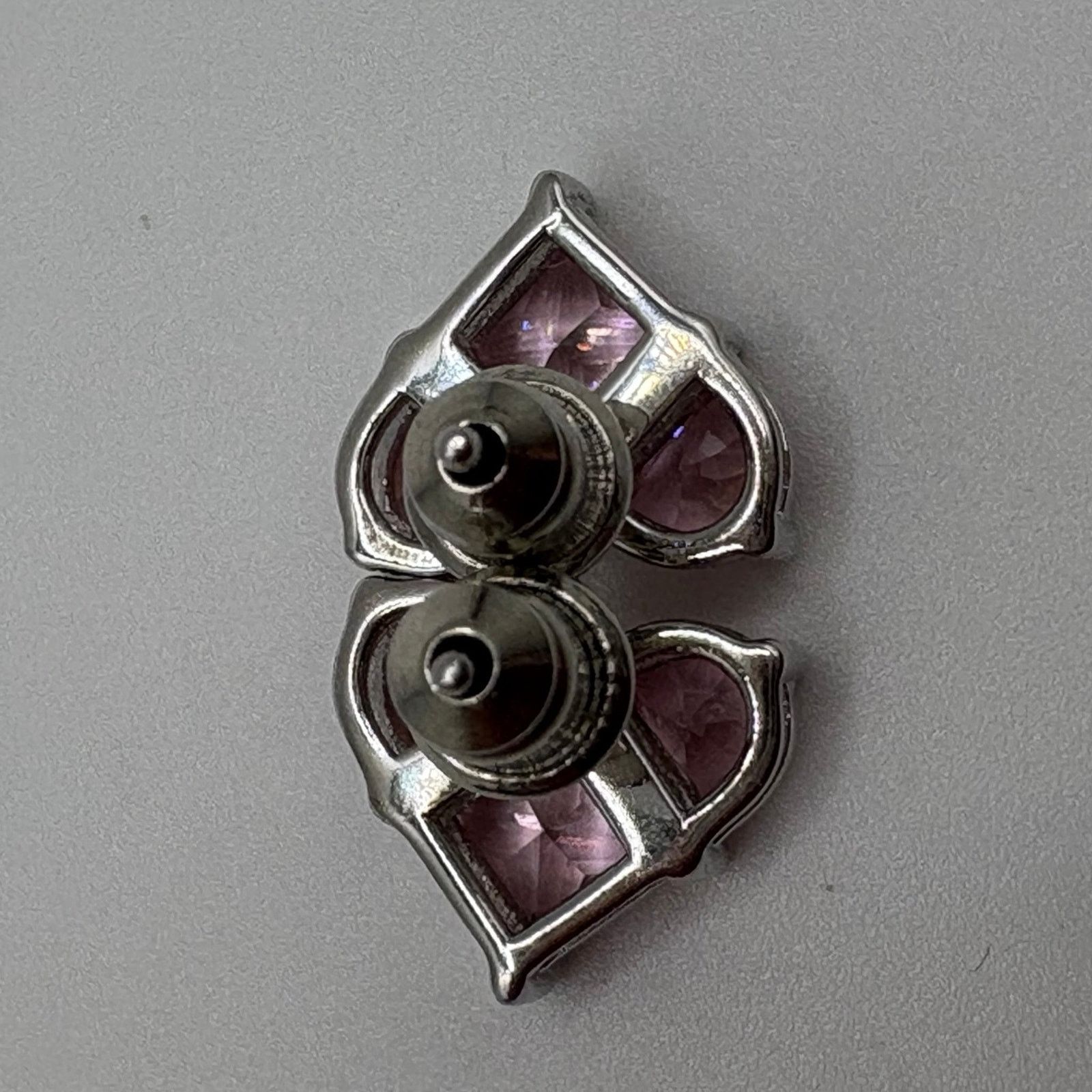 Other 925 Sterling Silver Lab-Created Pink Sapphire Heart Earrings Size ONE SIZE - 2 Thumbnail