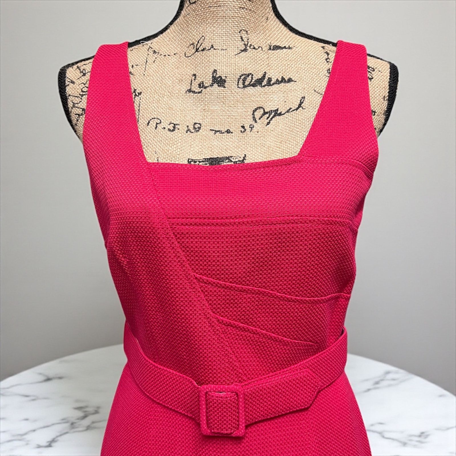 Vintage David Meister Pink Belted Sheath Dress-Size 4-Sleeveless Fit Size S / US 4 / IT 40 - 4 Thumbnail